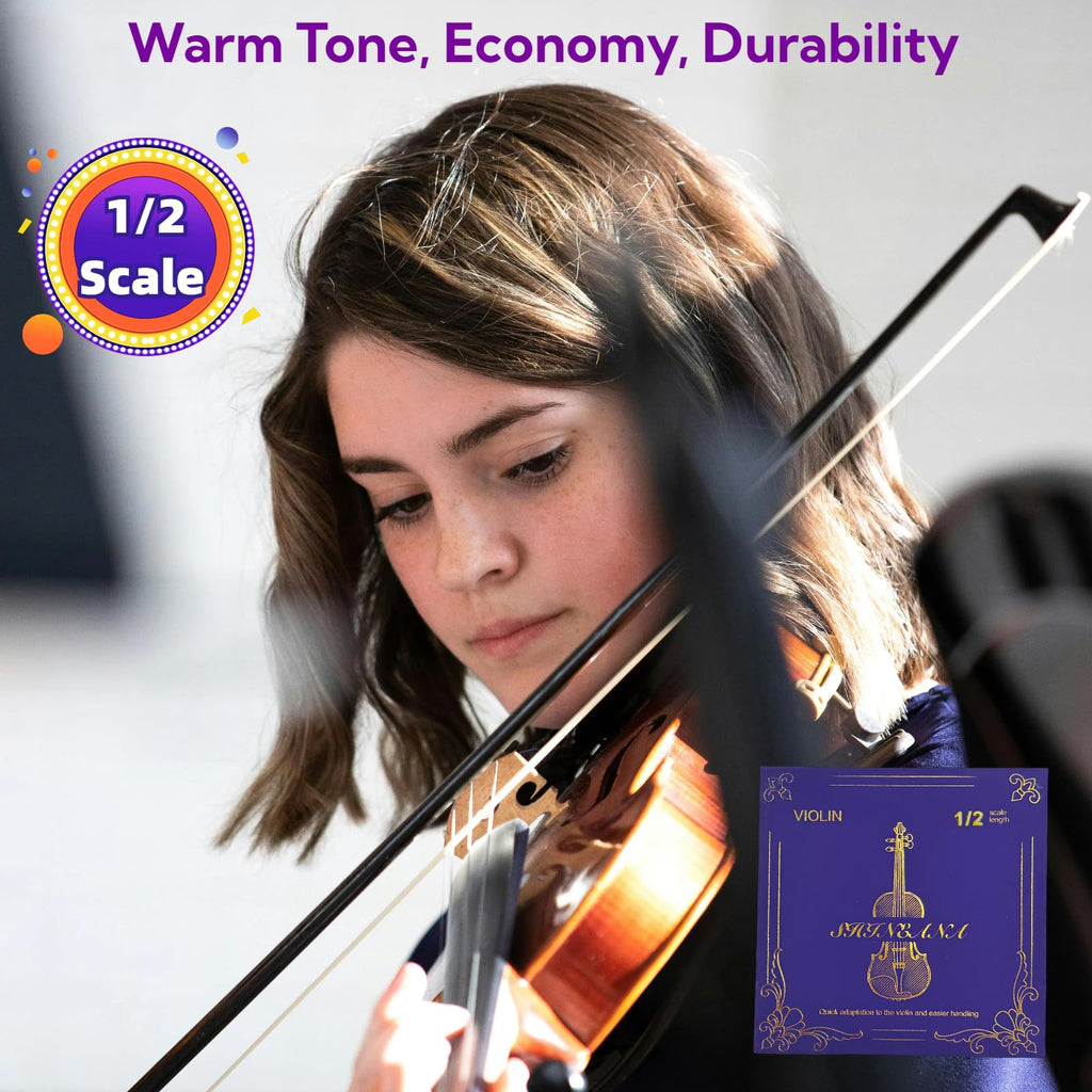Violin Strings 4/4 Full Set, 4/4 Violin Strings Replacement,Long-Lasting Durability & Rich Tone - Handcrafted with Premium Materials- For All Levels (3/4 Scale)