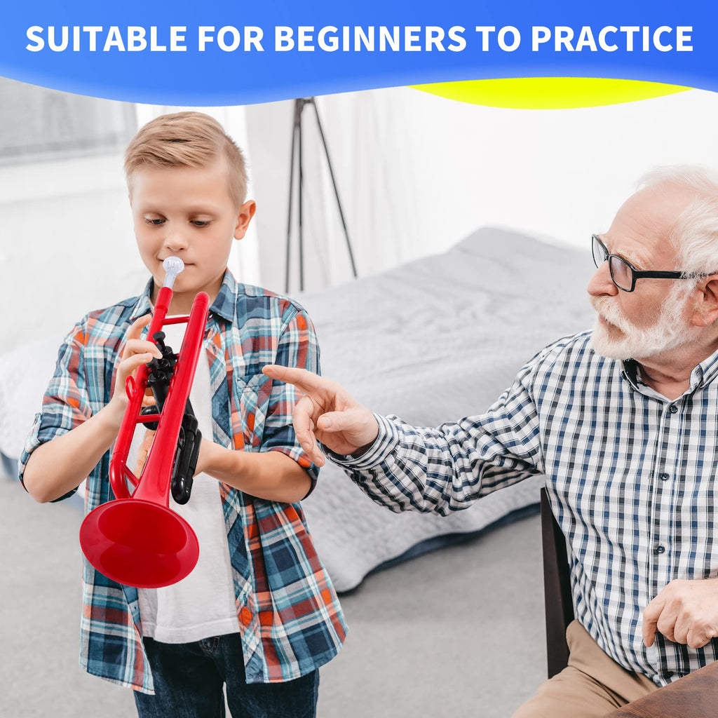 PAMPET Professional Plastic Bb Trumpet Standard Trumpet Set for Student Beginner With 7C Mouthpiece and 3C Mouthpiece, Bb Trumpet Instrument, Black,