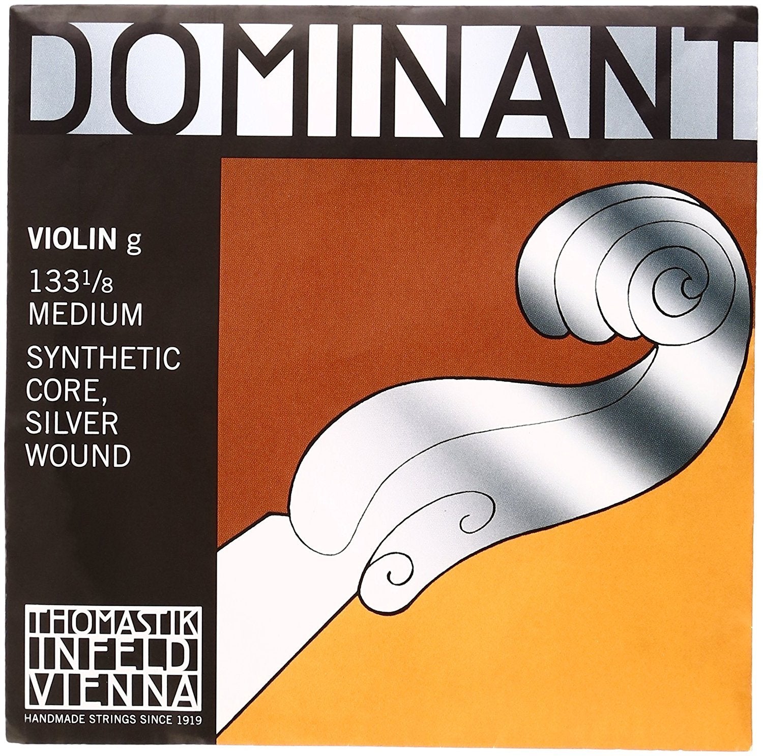 Thomastik-Infeld Dominant Violin String Set, 4/4 Size, Medium Tension - 135B - Synthetic Core A, D, G with Stainless Steel E, Removable Ball - Clear & Balanced Tone, The Reference Standard for Violin