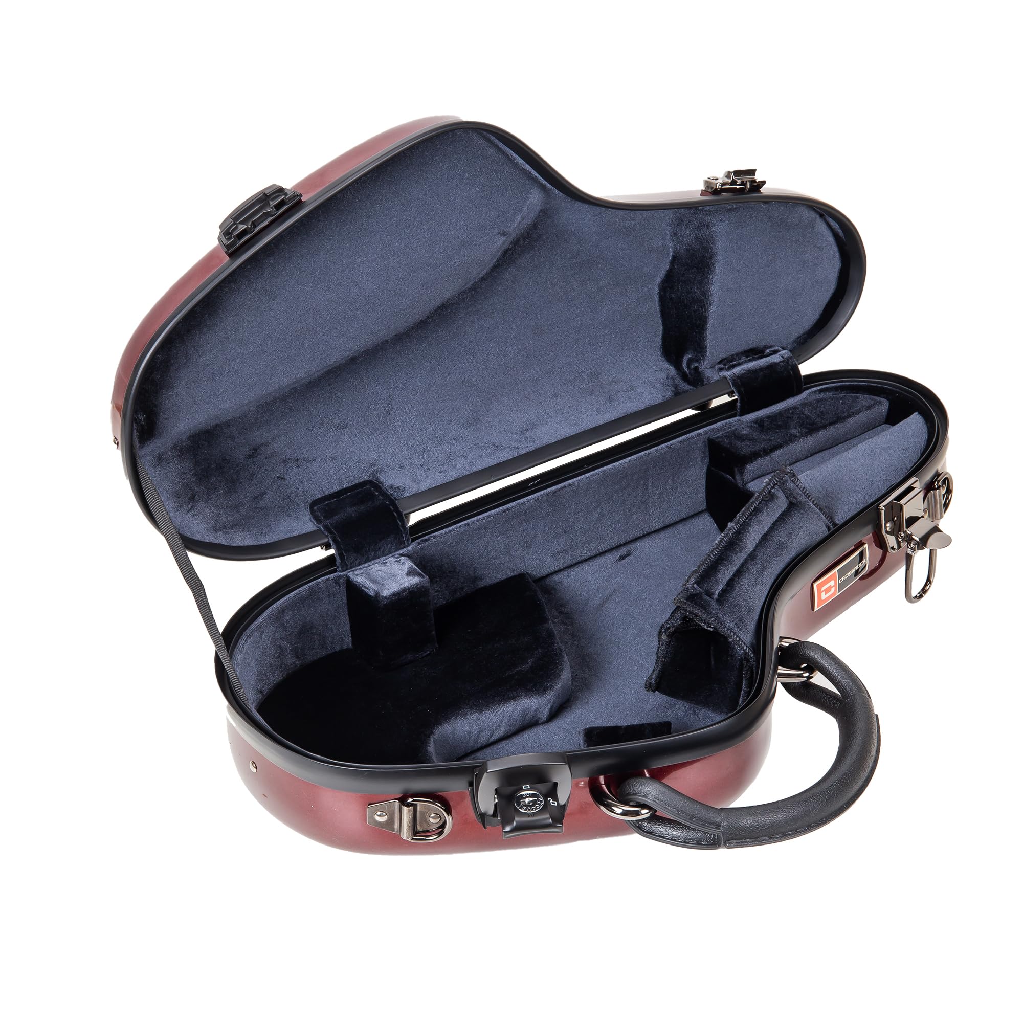 Crossrock Pro-Grade Straight Soprano Saxophone Case | Crimson Red Gloss, TSA Lock, Elite Protection, Detachable Backpack Straps, Accessory Pocket for Professional Musicians