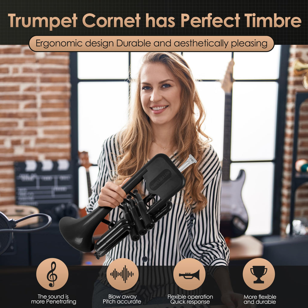 PAMPET SEA LION Professional Plastic Bb Trumpet Standard Trumpets Trumpet Set for Student Beginner Bb Trumpet Instrument (Red)