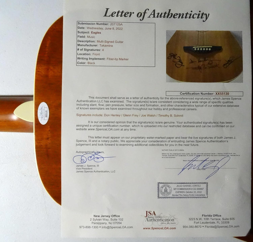Signed Eagles Autographed Takamine Acoustic Guitar Certified Jsa Loa # Xx55130