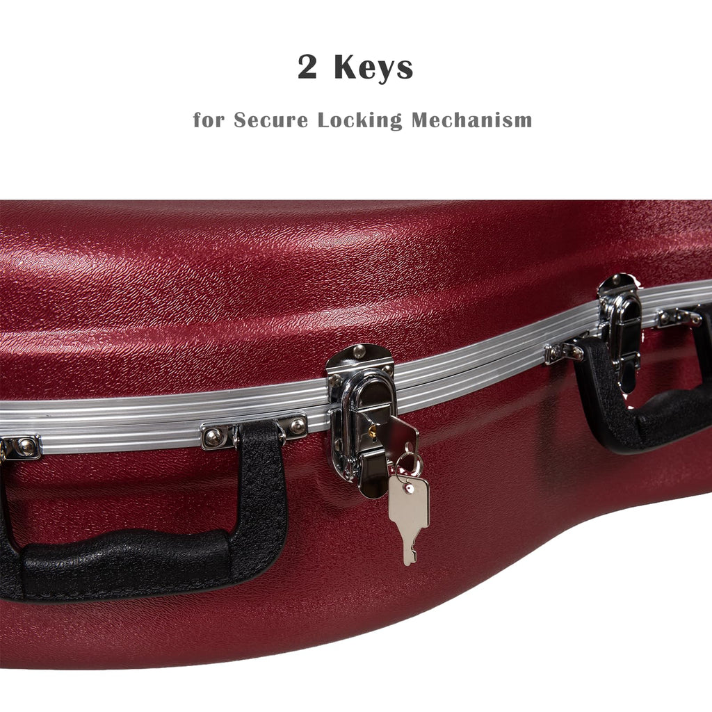 Crossrock ABS Cello Case for 4/4 & 3/4 Size | Wine Red Velvet Interior, Molded Hardshell with Wheels, Lock, Dual Bow Holders & Backpack Straps-Dark Red (CRA862CEFDR)