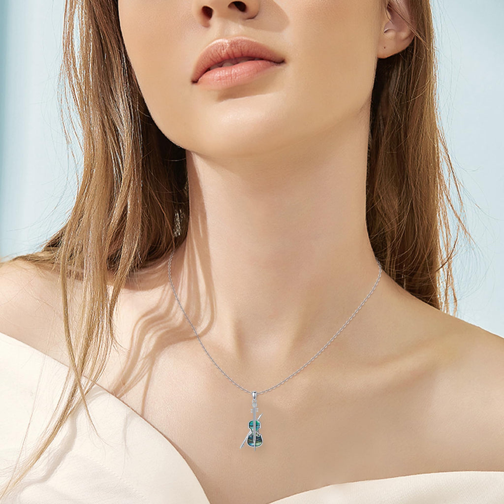 YAFEINI Violinist Cellist Gifts for Her 925 Sterling Silver Cello Violin Pendant Necklace Music Jewelry for Women Birthday Christmas Gifts