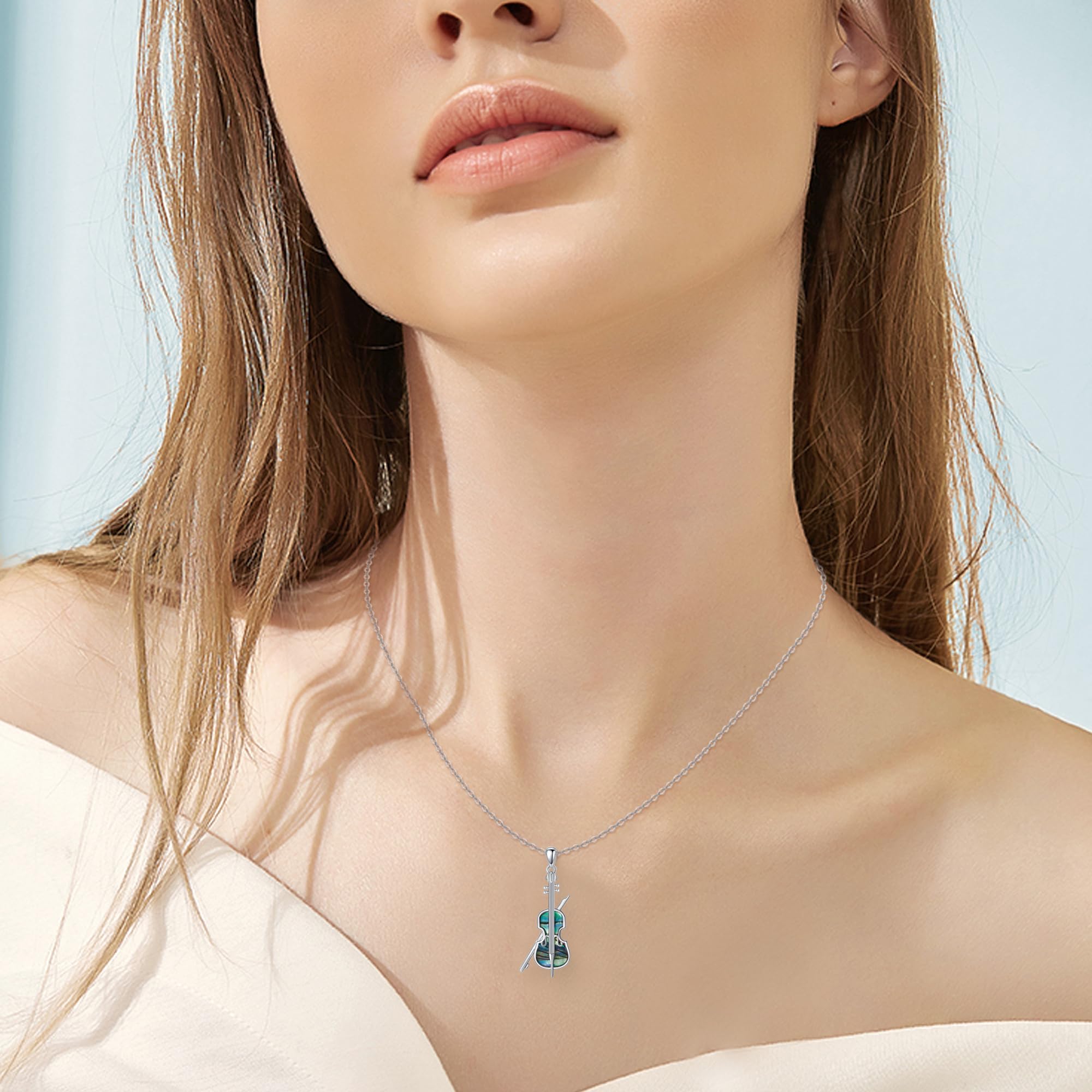 YAFEINI Violinist Cellist Gifts for Her 925 Sterling Silver Cello Violin Pendant Necklace Music Jewelry for Women Birthday Christmas Gifts