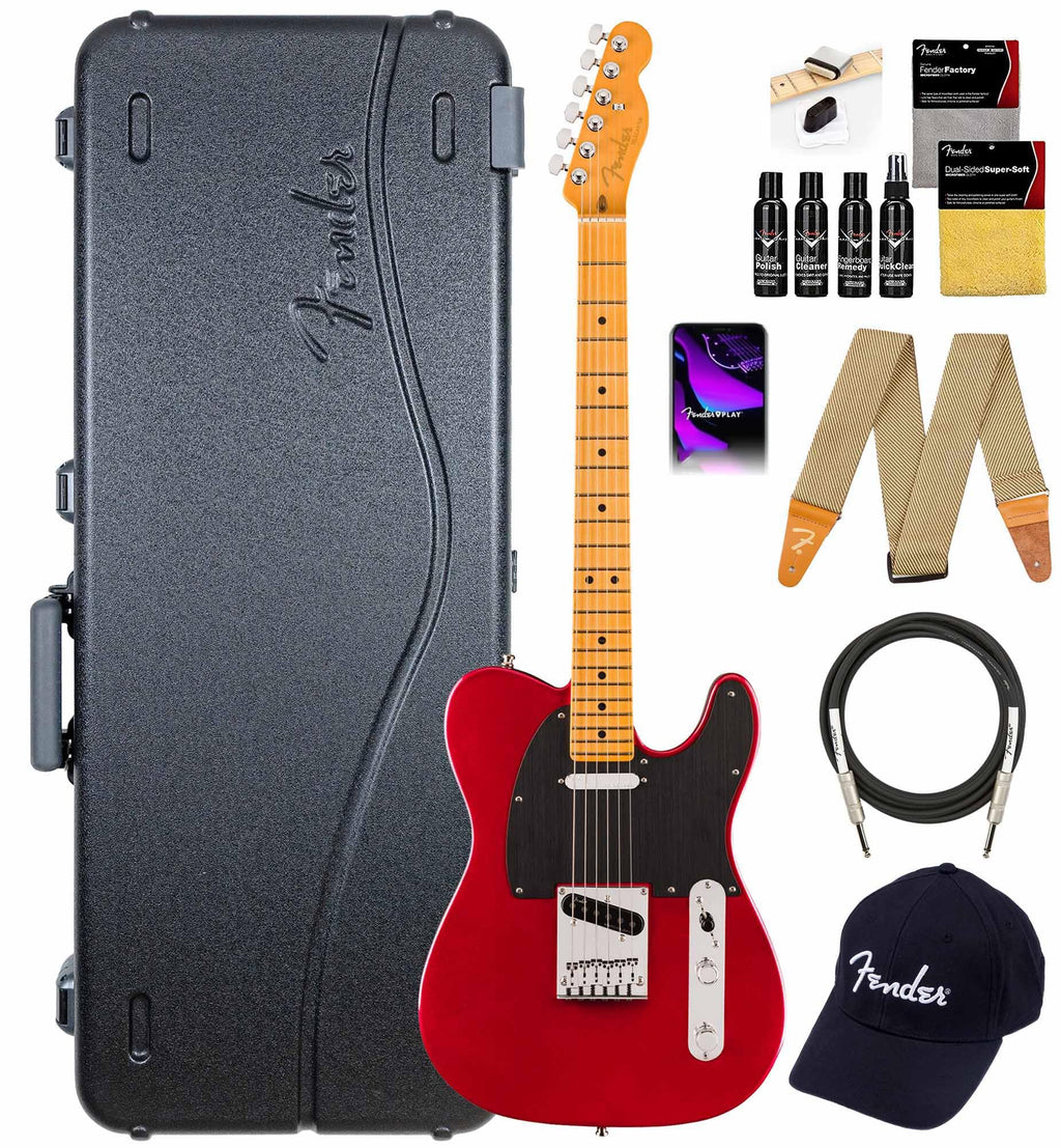 Fender American Ultra II Telecaster - Avalanche Bundle with Case, Strap, Cable, Hat, and Guitar Cleaning Kit