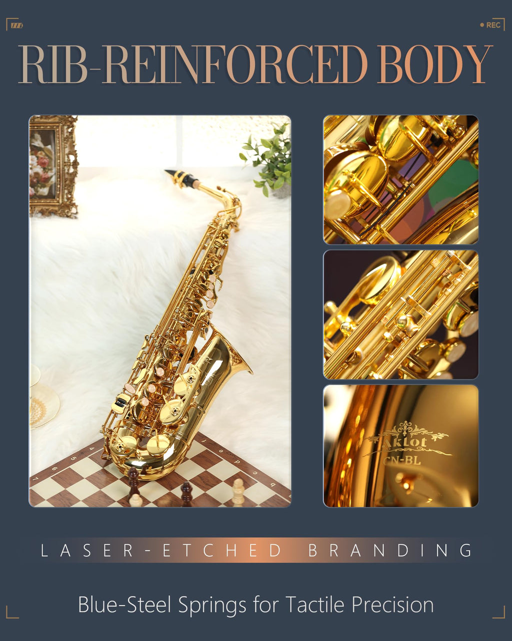 AKLOT Handcrafted E-Flat Alto Saxophone: Matte Silver Brass Body with Warm, Rich Tone, Secure Air Seal, Smooth 23-Key System, Includes Reeds, Premium Leather Case and Saxophone Cleaning Kit (CH-FM)