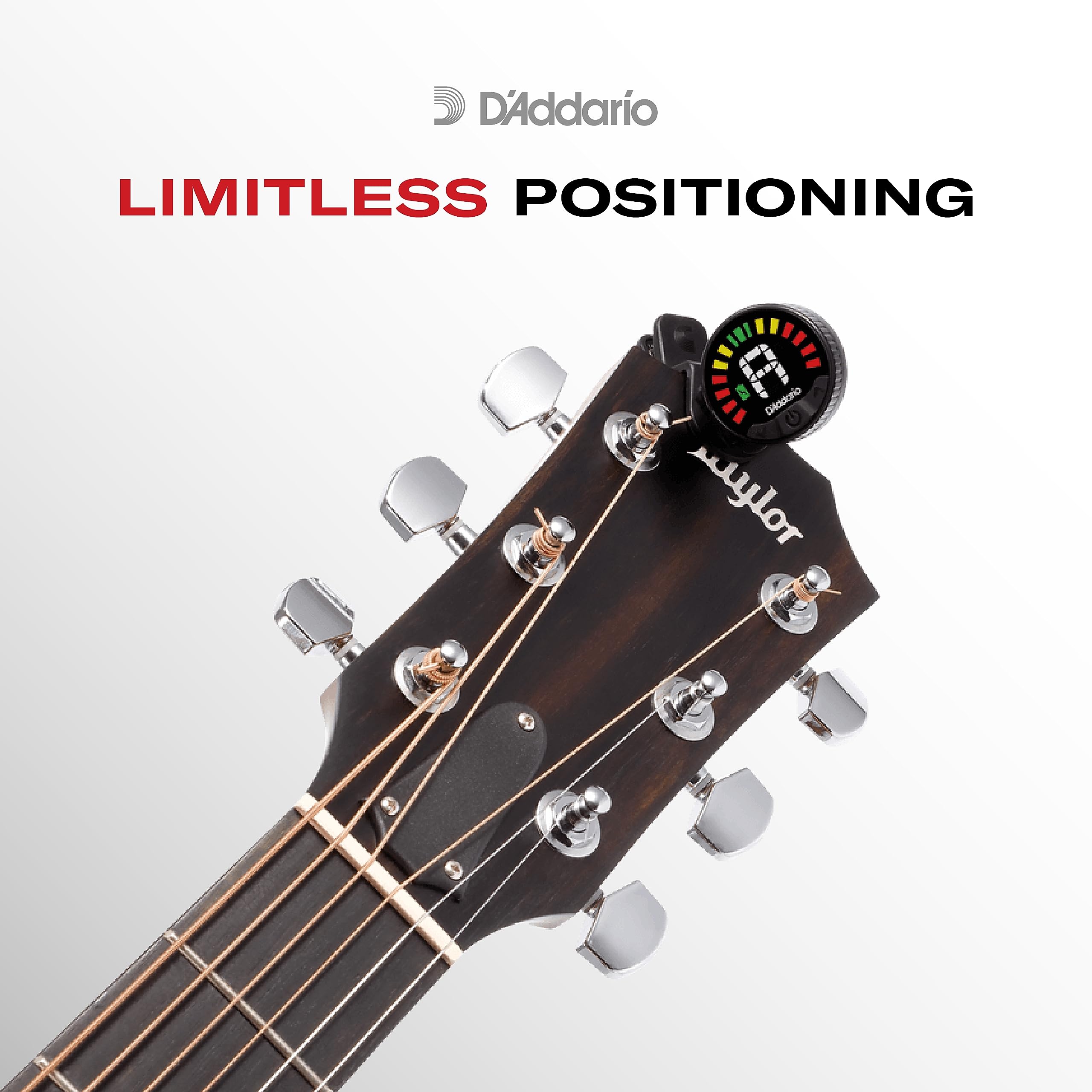 D'Addario Nexxus 360 Rechargeable Cello & Bass Tuner - Clip On Tuner for Cello & Bass - Auto Powers Off - Adjustable Full Color LED Screen
