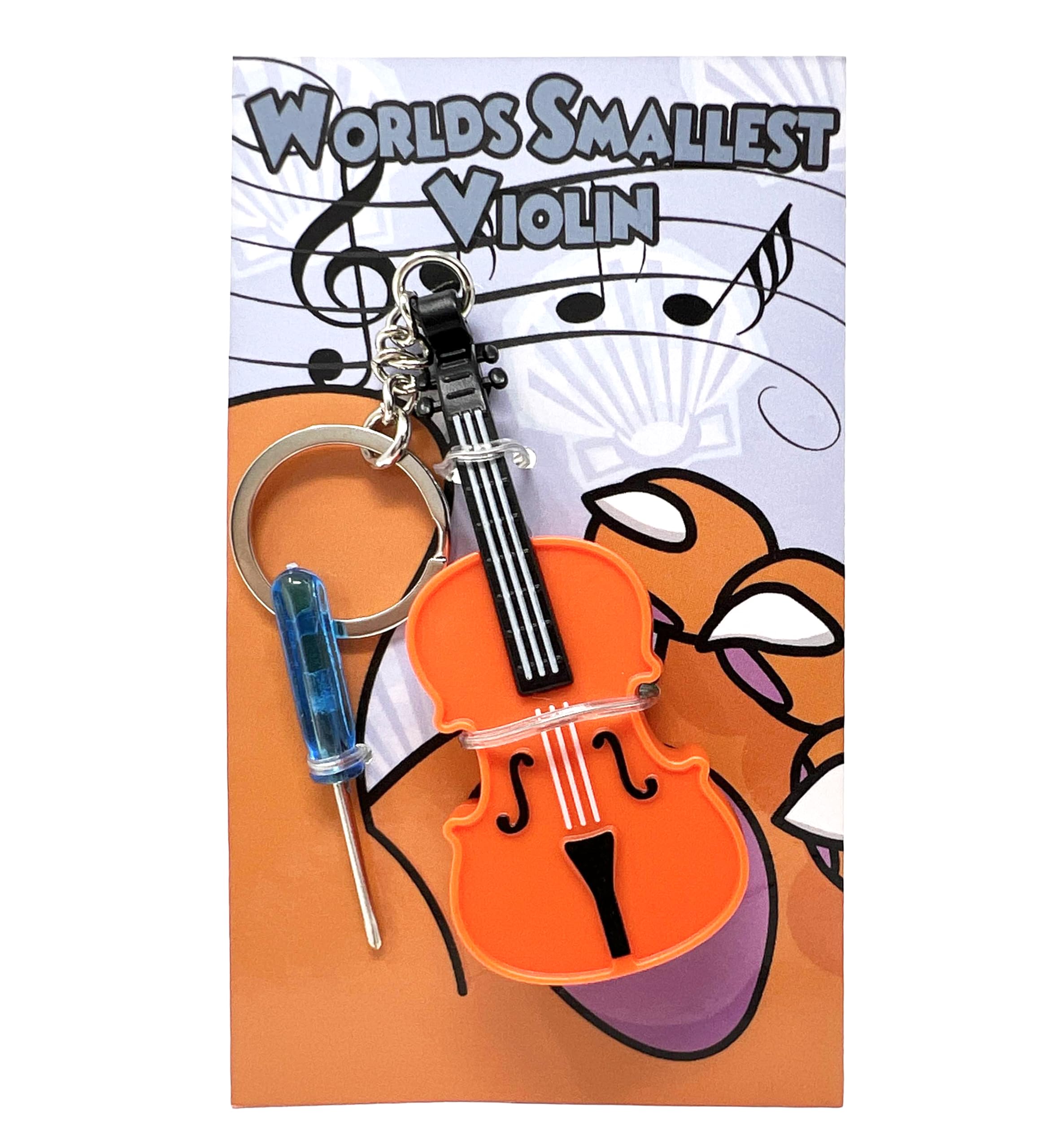 MunnyGrubbers - Original World's Smallest Violin Toy Keychain With Playable Sad Music - Tiny Mini Violin Keychain with Sound