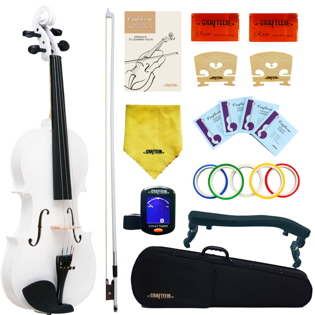 Crafteem Spruce and Maple Solid Wood Violin Outfit for Beginner Kids & Adults -Craft Your Perfect Sound and Begin Your Musical Journey with Confidence. (Glossy Antique, 1/2)