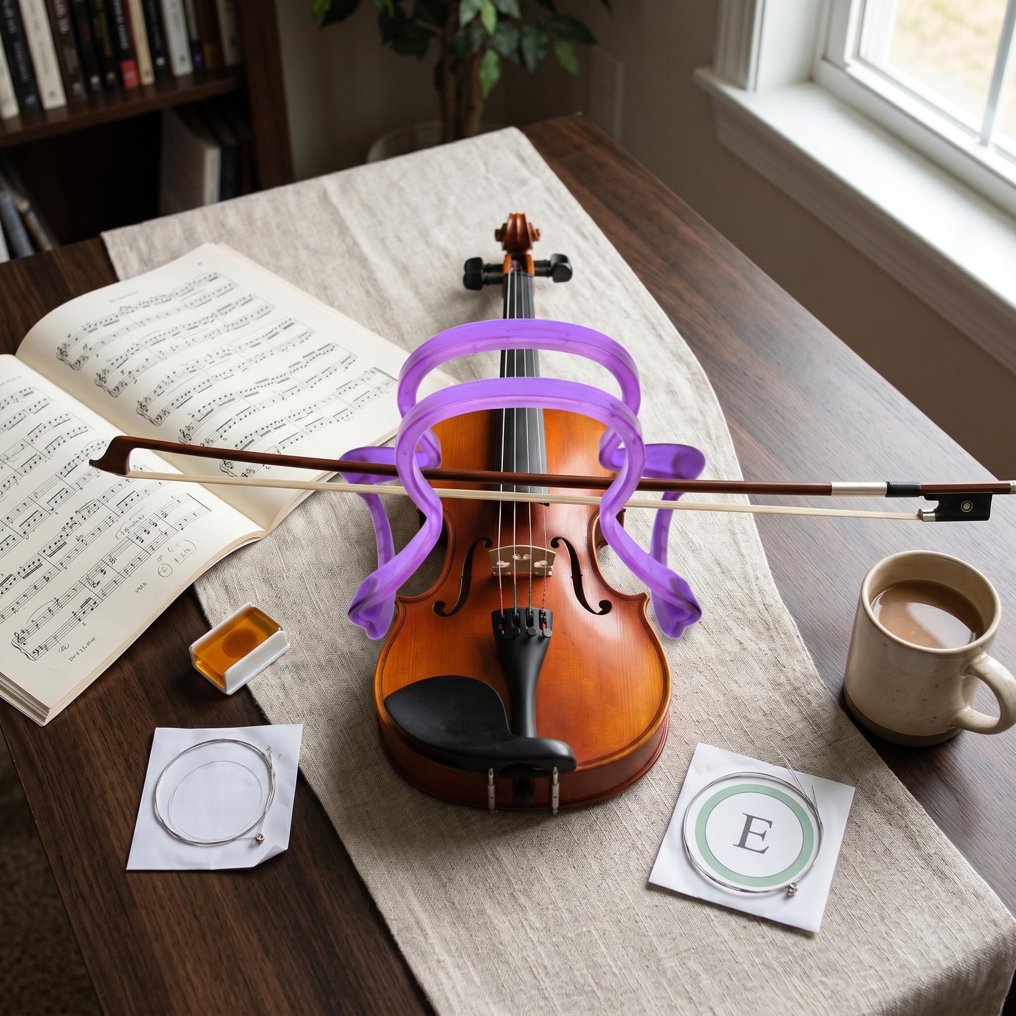Violin Bow Straightener Tool for Beginner 1/4 1/8 1/10 Bow Straightness Corrector with Silicone Grips Teaching Aid(purple)