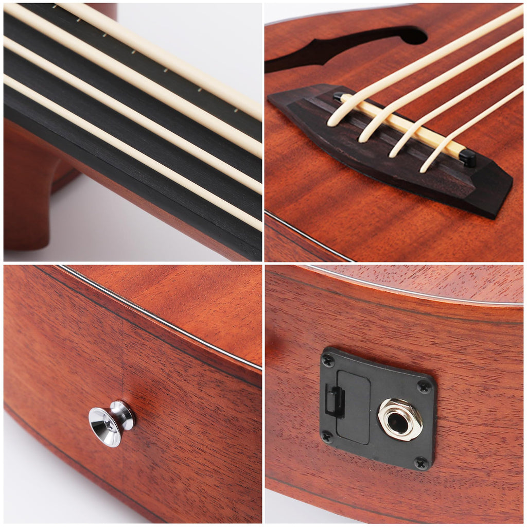 Batking Ubass Fretless,Bass Ukulele Electric 30 inch baritone ukelele bass,Electric Acoustic Bass Uku Wtih Gig Bag