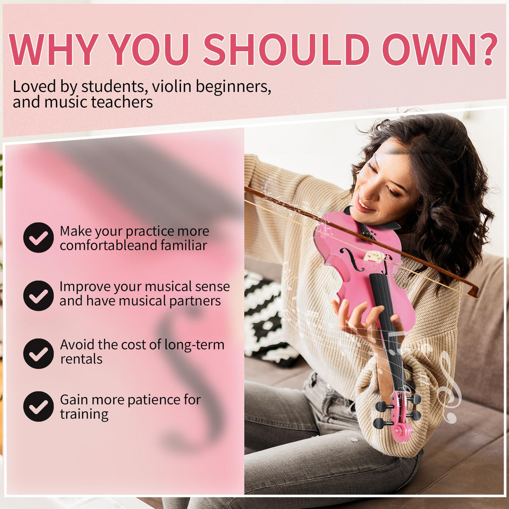 Ktaxon Violin for Beginners Students, Acoustic Violins 4/4, Full Size Fiddle Kit with Case, Bow, Rosin, Adult Teens Learners Age 11+ (Natural)