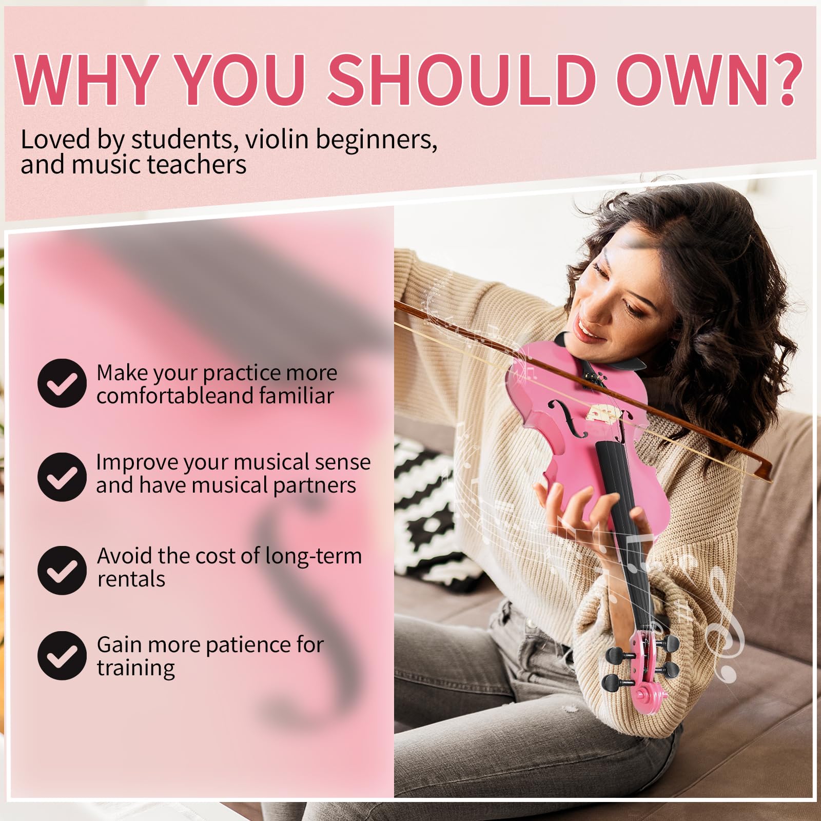 Ktaxon Violin for Beginners Students, Acoustic Violins 4/4, Full Size Fiddle Kit with Case, Bow, Rosin, Adult Teens Learners Age 11+ (Natural)