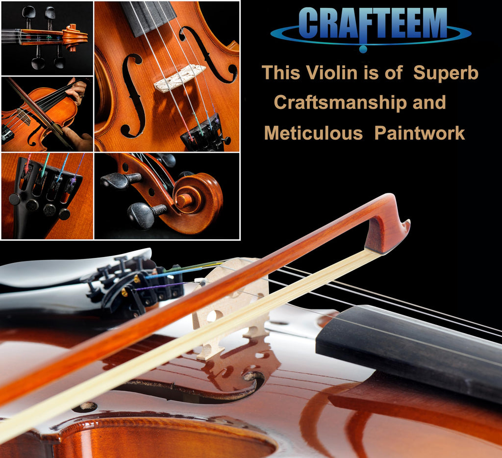 Crafteem Spruce and Maple Solid Wood Violin Outfit for Beginner Kids & Adults -Craft Your Perfect Sound and Begin Your Musical Journey with Confidence. (Glossy Antique, 1/2)