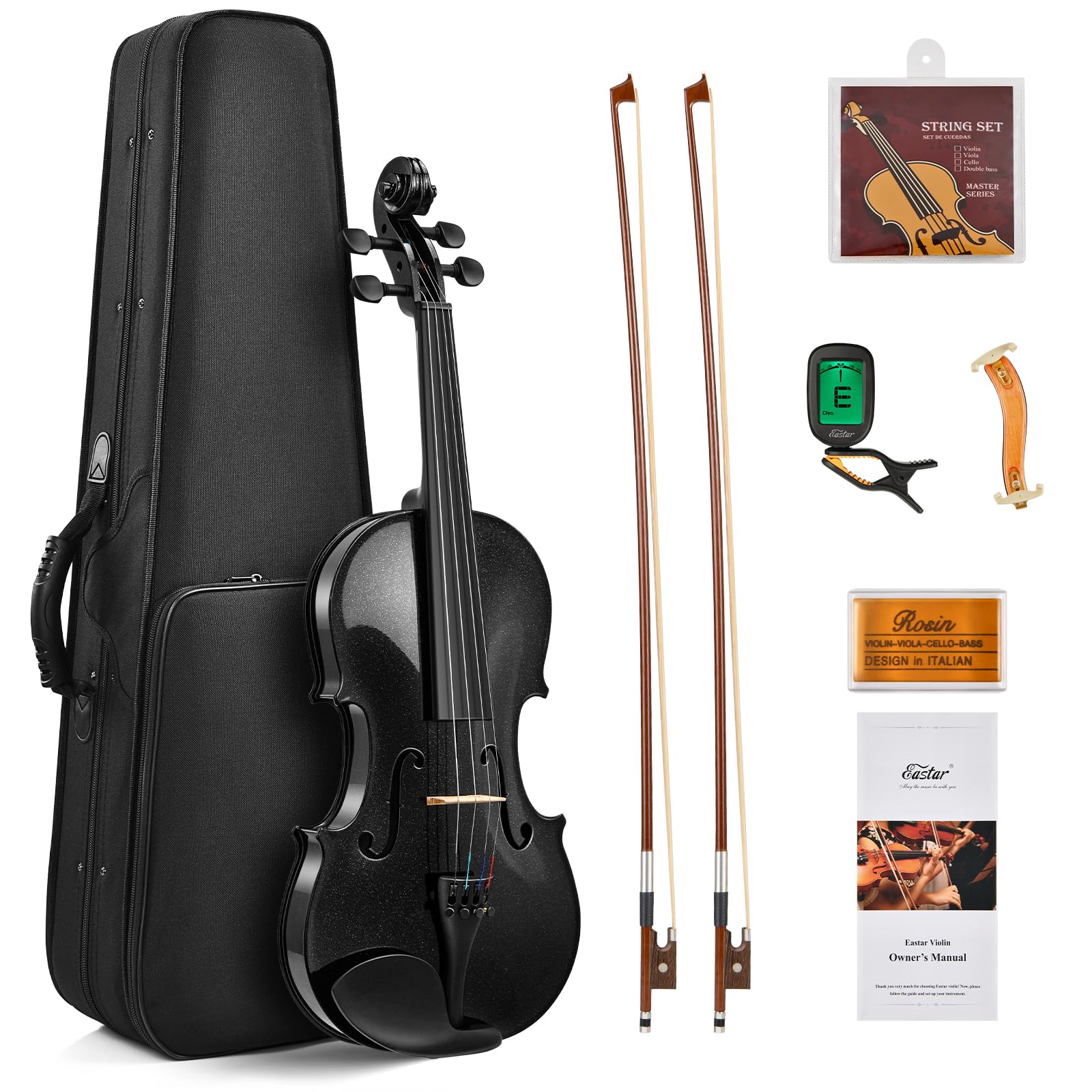 Eastar 3/4 Violin for Beginners, Violins Kit for Student, Fiddle with Hard Case, Rosin, Shoulder Rest, Bow, and Extra Strings (Imprinted Finger Guide on Fingerboard)
