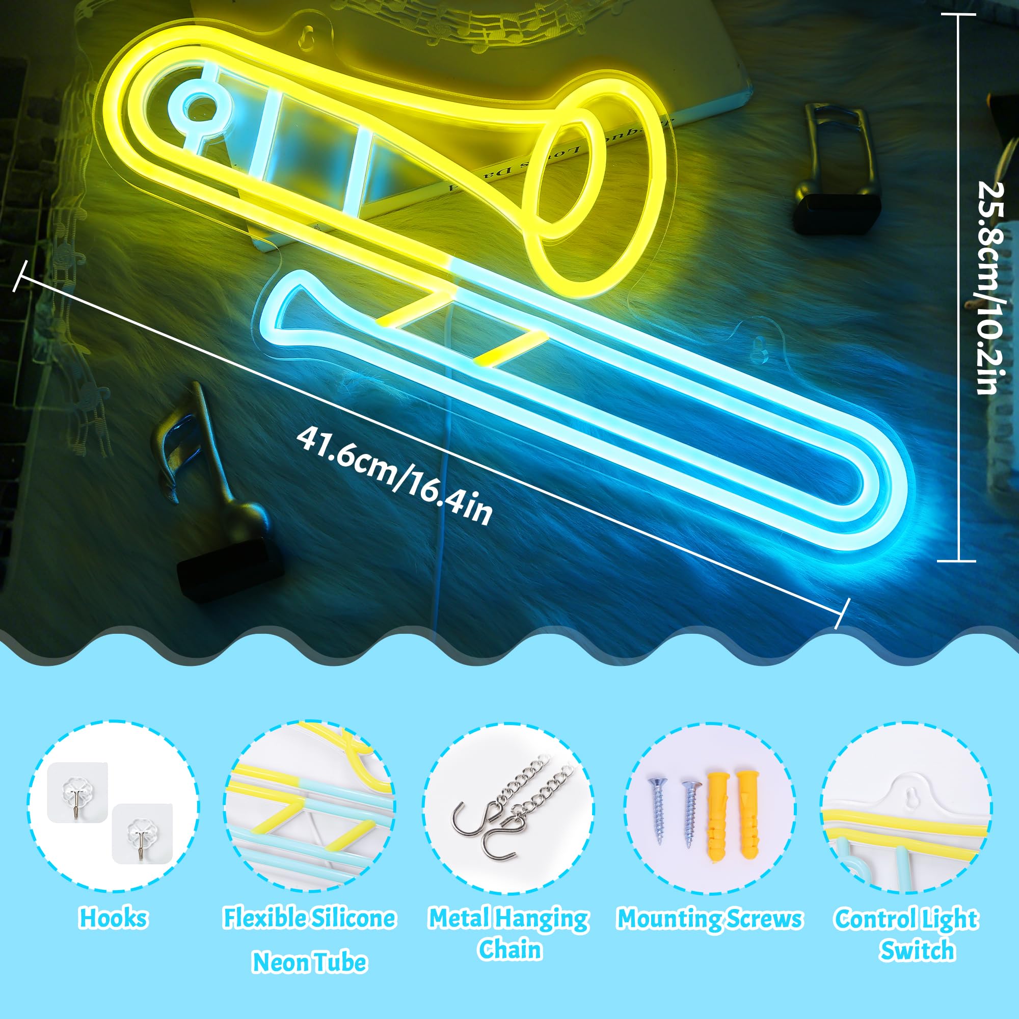 CoolGift Mart Acoustic Guitar Neon Light, Dimmable LED Guitar Neon Wall Sign USB Powered, Decorations for Bedroom Living Room Man Cave Music Studio, Gift for Guitar Players Guitarists Music Lovers