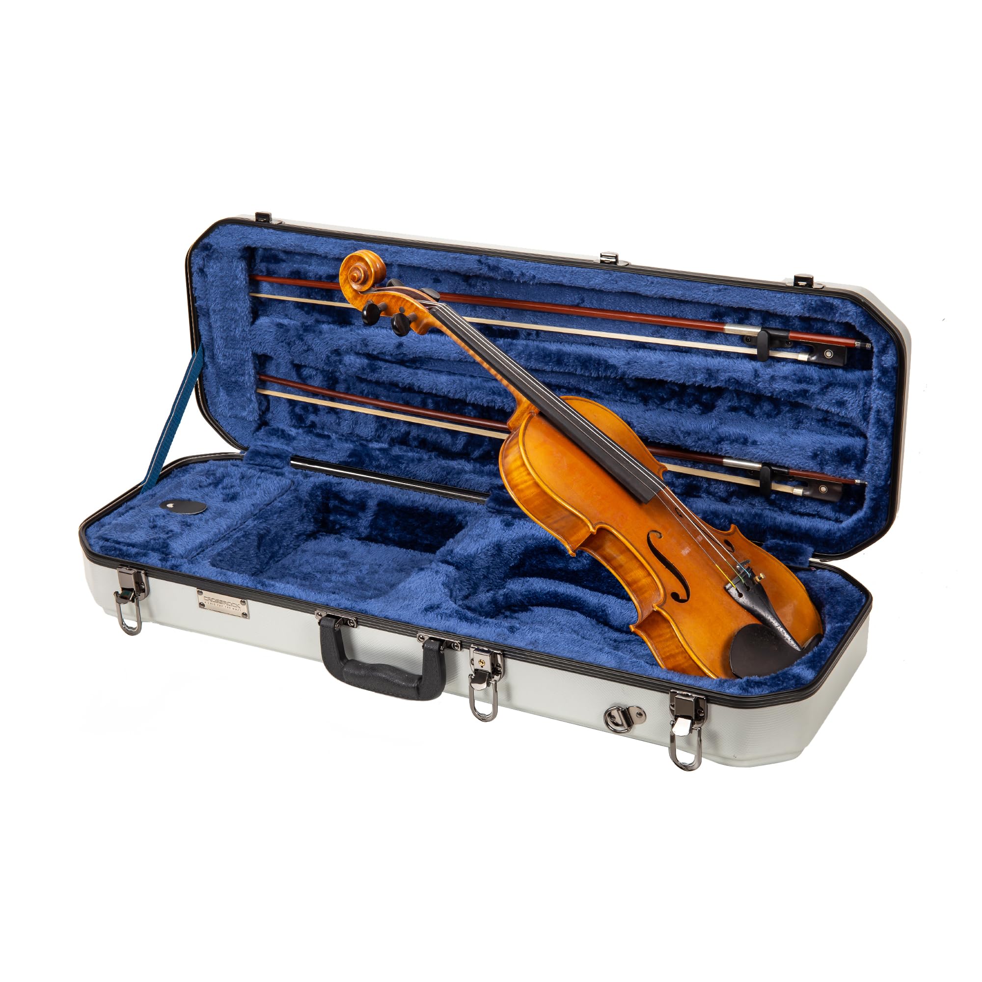 Crossrock Shaped Violin Case for 4/4 Full-Size Violin | Interior Accessory Compartment, 2 Bow Holders, Security Lock, Detachable Shoulder Straps - Black (CRA880VFBK)