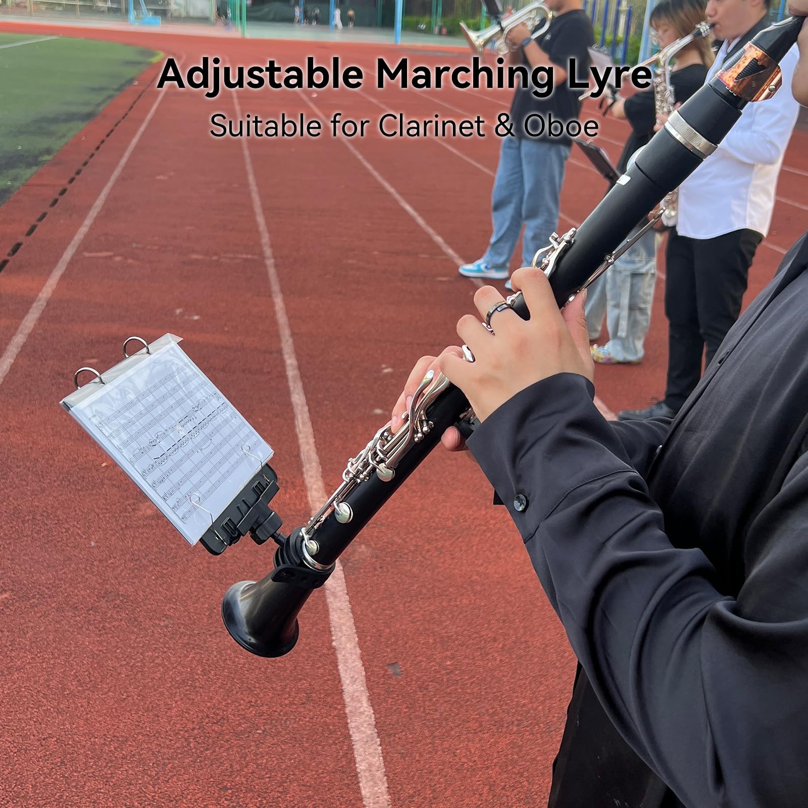 Trumpet Lyre TC10, Adjustable Marching Band Lyre for Trumpet with Flip Folder, Includes 10 Refill Sleeves