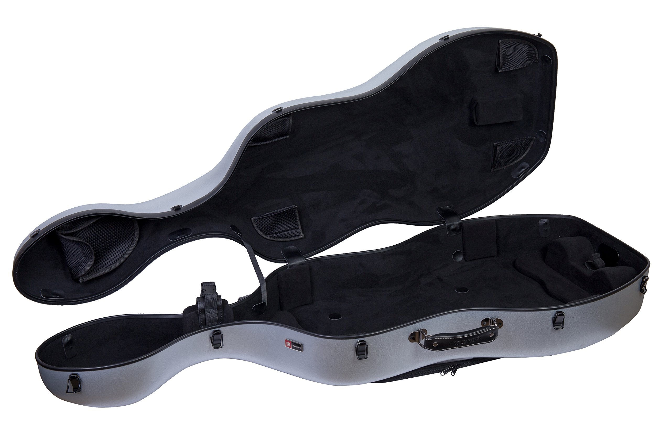 Crossrock Poly Carbon Cello Case for 4/4 Full-Size | Matte Blue Finish, Wheels, Lightweight & Durable – Best for School Orchestra & Student Musicians