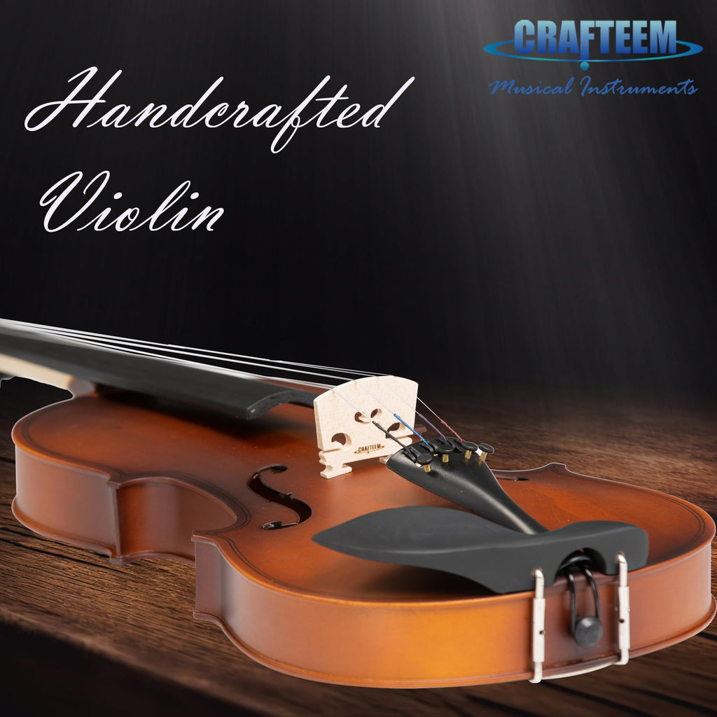 Crafteem Spruce and Maple Solid Wood Violin Outfit for Beginner Kids & Adults -Craft Your Perfect Sound and Begin Your Musical Journey with Confidence. (Glossy Antique, 1/2)