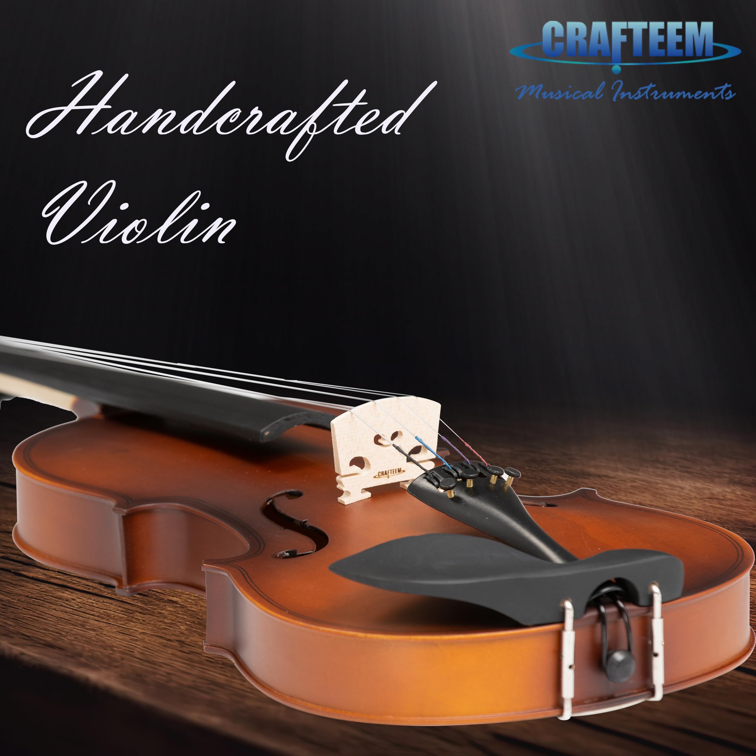 Crafteem Spruce and Maple Solid Wood Violin Outfit for Beginner Kids & Adults -Craft Your Perfect Sound and Begin Your Musical Journey with Confidence. (Glossy Antique, 1/2)