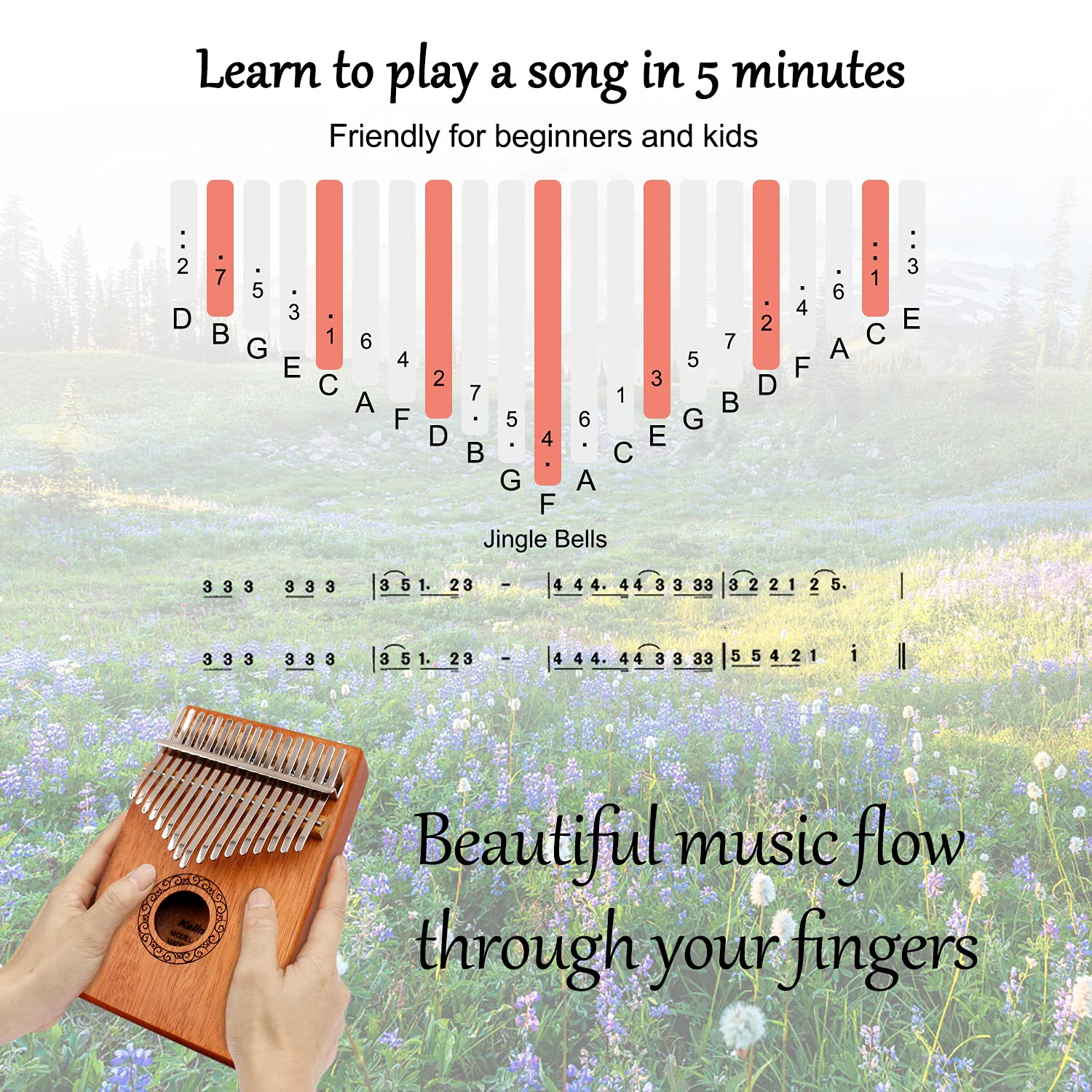 Kalimba Thumb Piano,YUNDIE Potable 17 Keys Mbira Finger Piano with Tune Hammer and Study Instruction,Musical Instruments Gift for Adult Beginners Professional (Brown, 21keys)