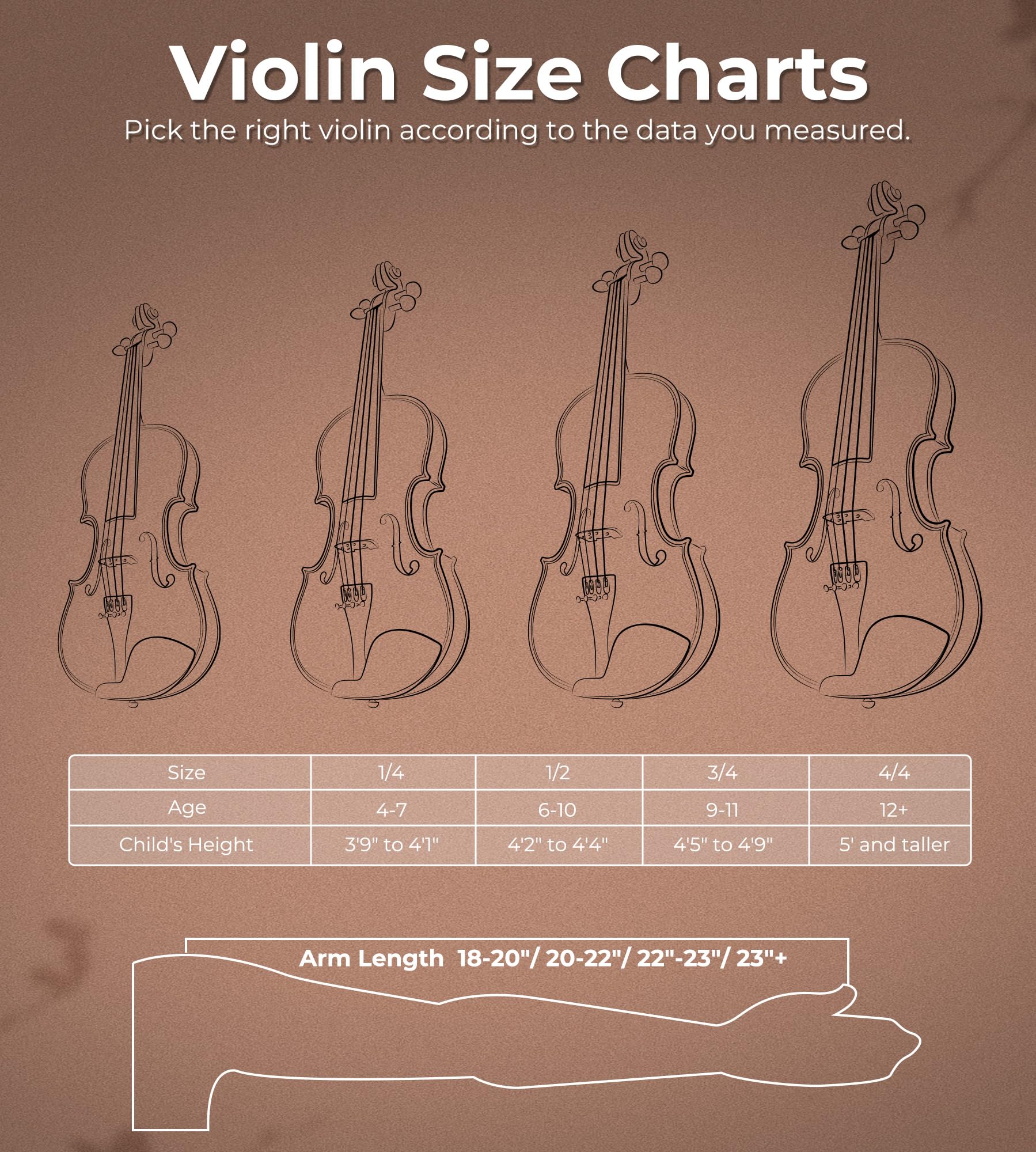 Vangoa 4/4 Solid Wood Acoustic Violin Full Size Fiddle Set for Beginner Adult Student Teen Kids with Violin Case, Bow, Rosin, Shoulder Rest, Tuner, Strings, Natural