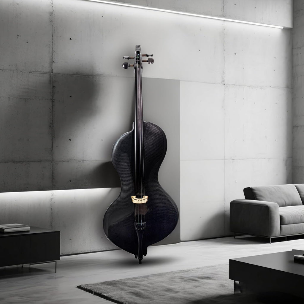 TARIO Full Size 4/4 Electric Cello with Shadow Active Pickup, Ebony Fingerboard, Textured Carbon Fiber-Pattern Finish – Paulownia Body, Reverb Effect, Bow, Rosin & Case Included