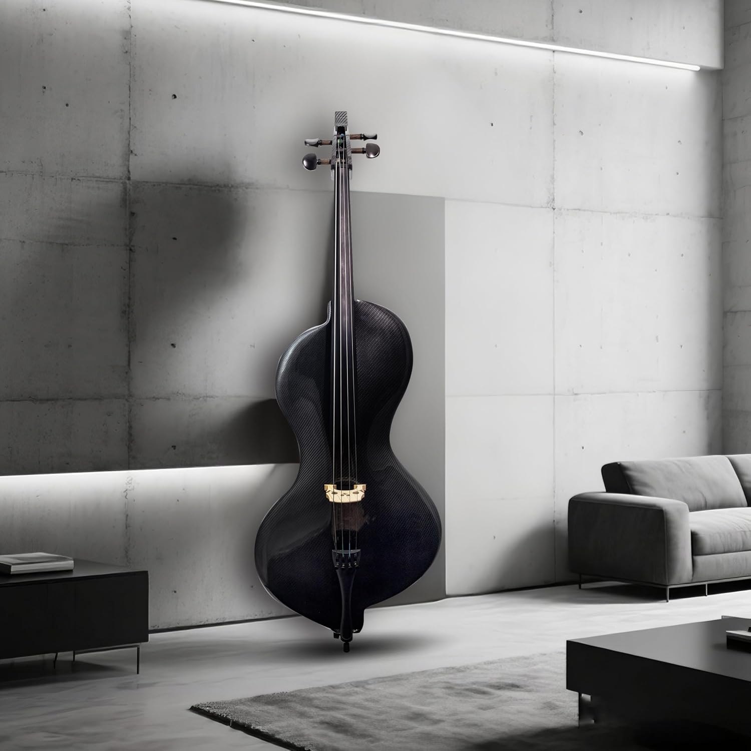 TARIO Full Size 4/4 Electric Cello with Shadow Active Pickup, Ebony Fingerboard, Textured Carbon Fiber-Pattern Finish – Paulownia Body, Reverb Effect, Bow, Rosin & Case Included