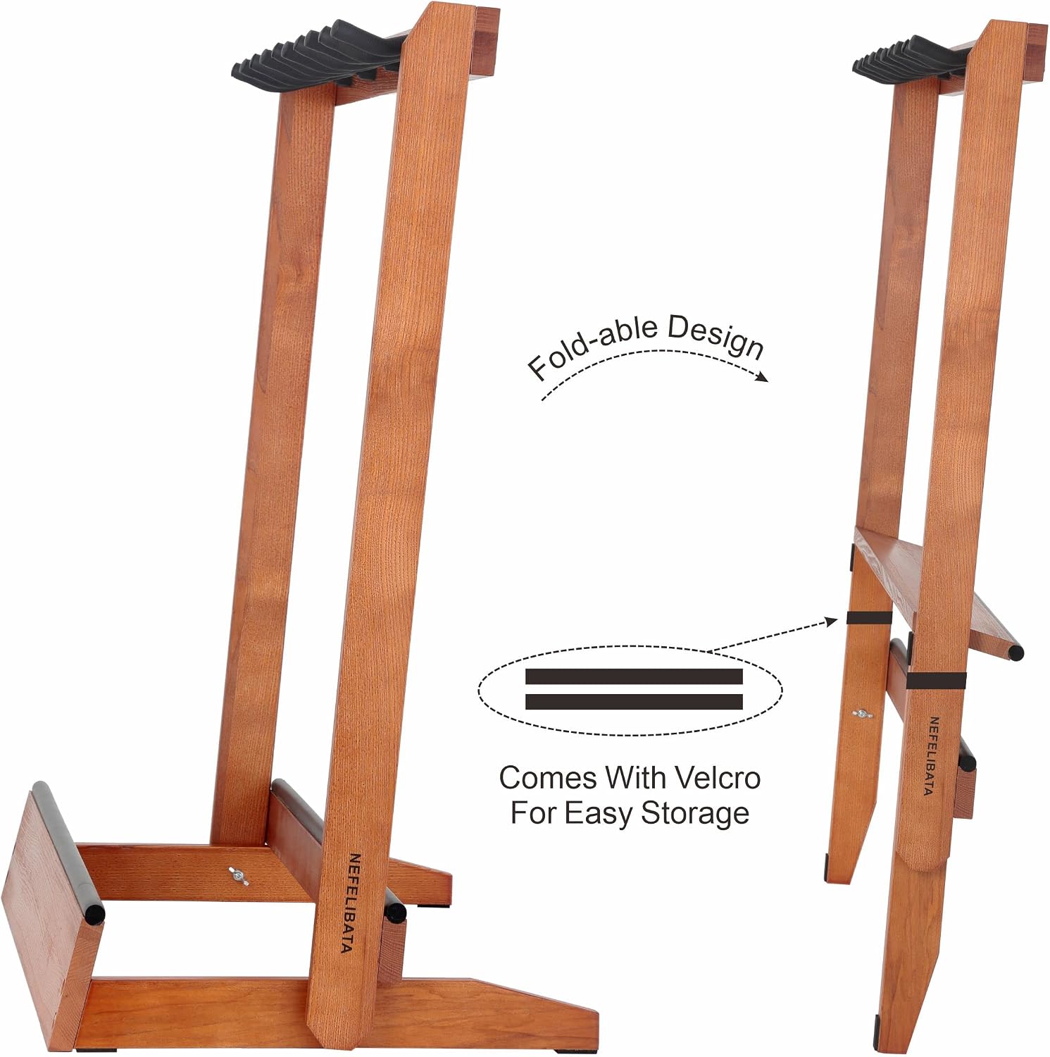 Nefelibata Multiple Guitar Stand 5 Holders Wooden Guitar Stands Floor Rack for Guitars and Case,Electric,Acoustic Guitar, Bass, Cello-German Ash wood