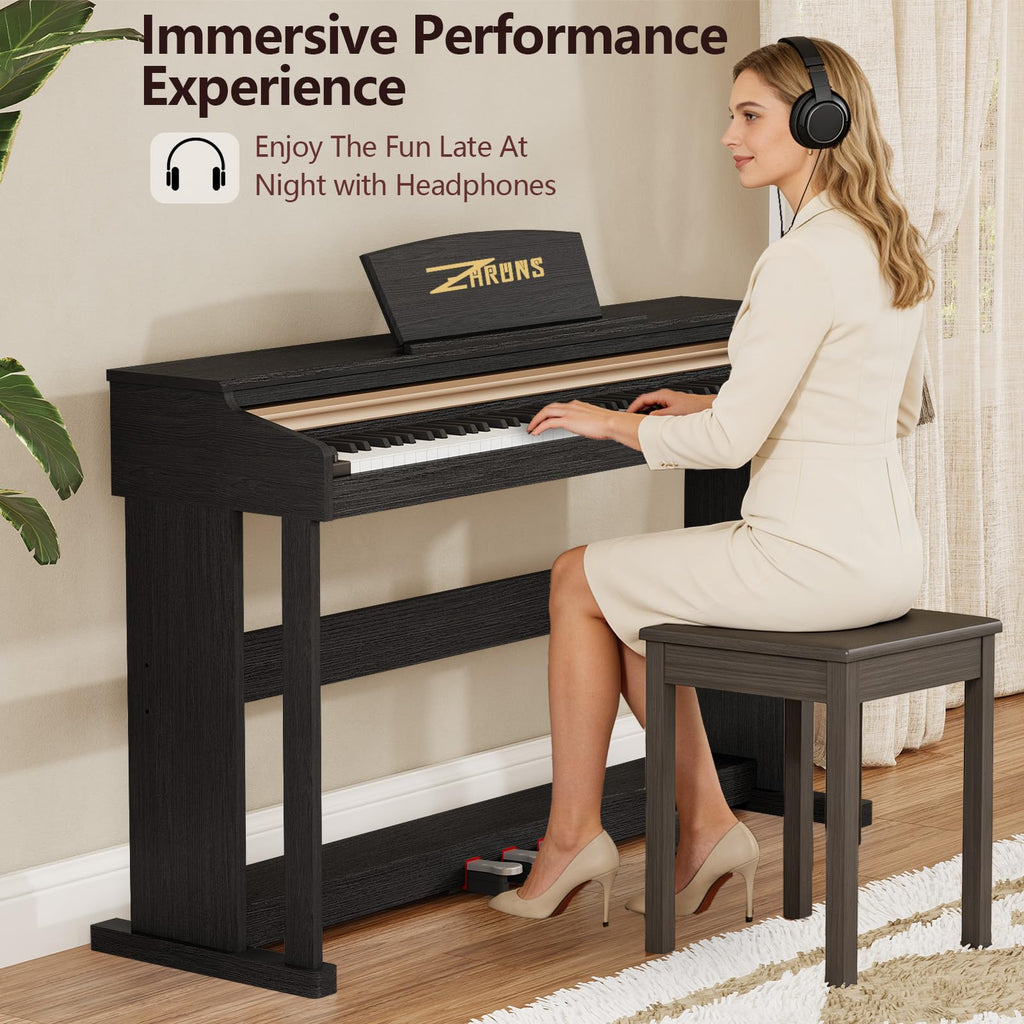 88 Key Digital Piano for Home Studio, with Weighted Hammer Action Keys, Professional Triple Pedal, USB-MIDI Connectivity, Includes Power Adapter, Stand & Headphone Jack, Black