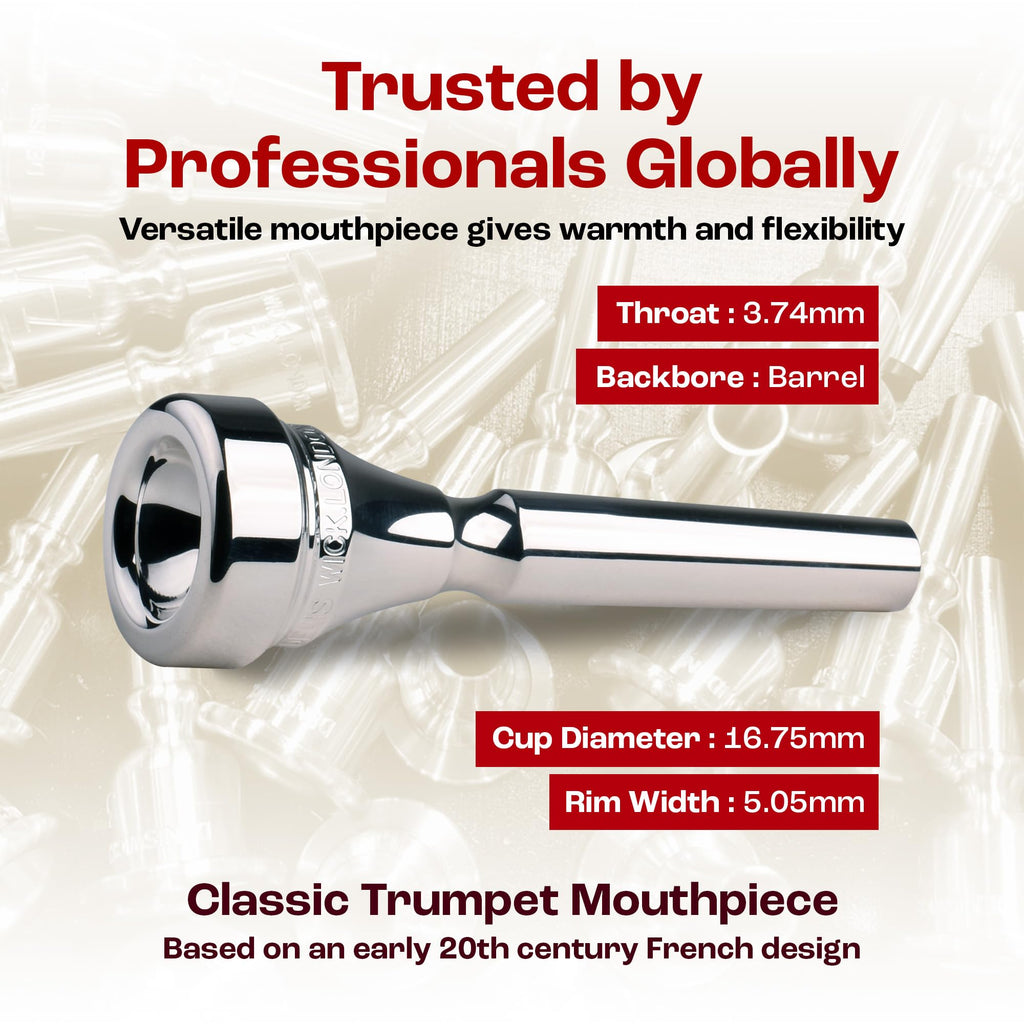 Denis Wick Classic Trumpet Mouthpiece Silver Plated, 5882-3 - Barrel Backbore for Balanced Airflow and Tone - Trumpet Accessories for Effortless Articulation 16.75 x 5.05 x 3.7mm