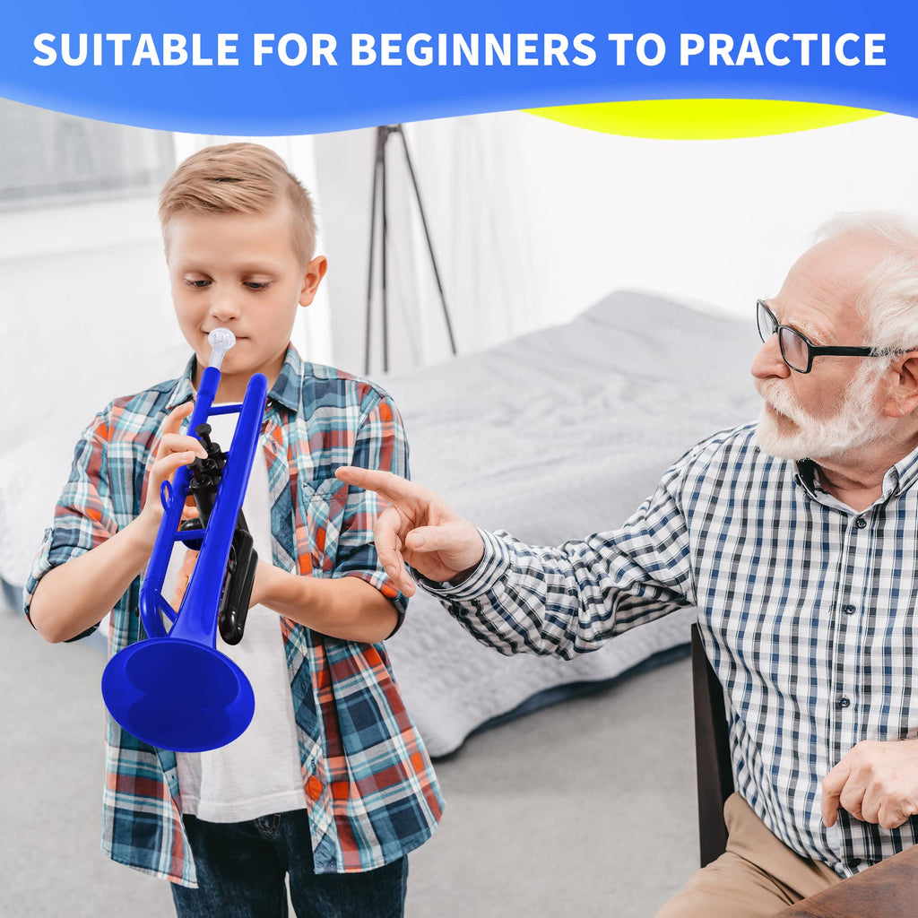 PAMPET Professional Plastic Bb Trumpet Standard Trumpet Set for Student Beginner With 7C Mouthpiece and 3C Mouthpiece, Bb Trumpet Instrument, Black,