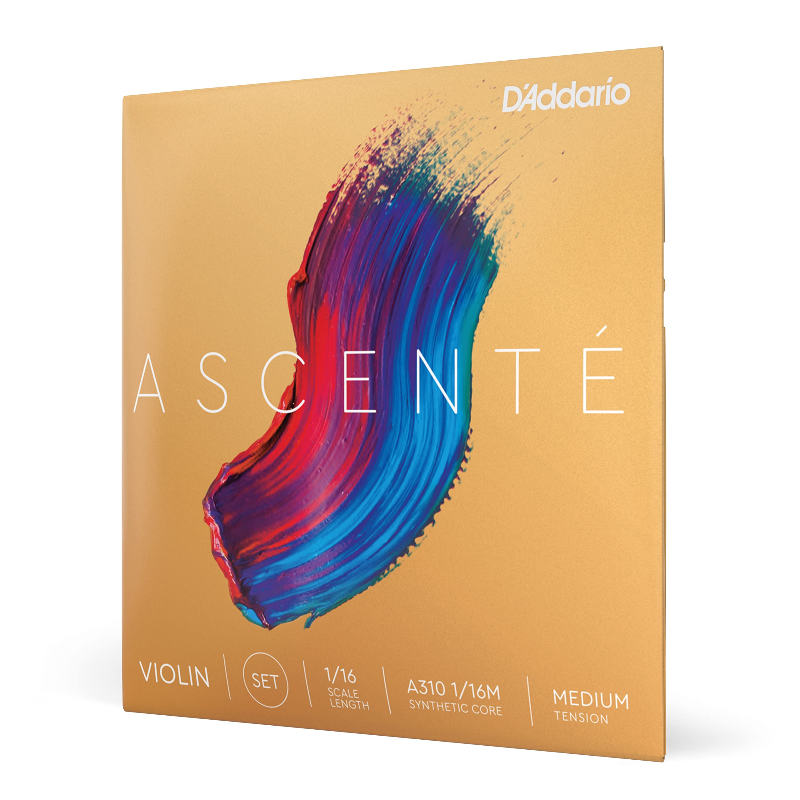 D'Addario Ascente Violin Strings - Violin Strings with Ball Ends, Synthetic Core - A310 1/4M - Full Set - 1/4 Scale - Medium Tension