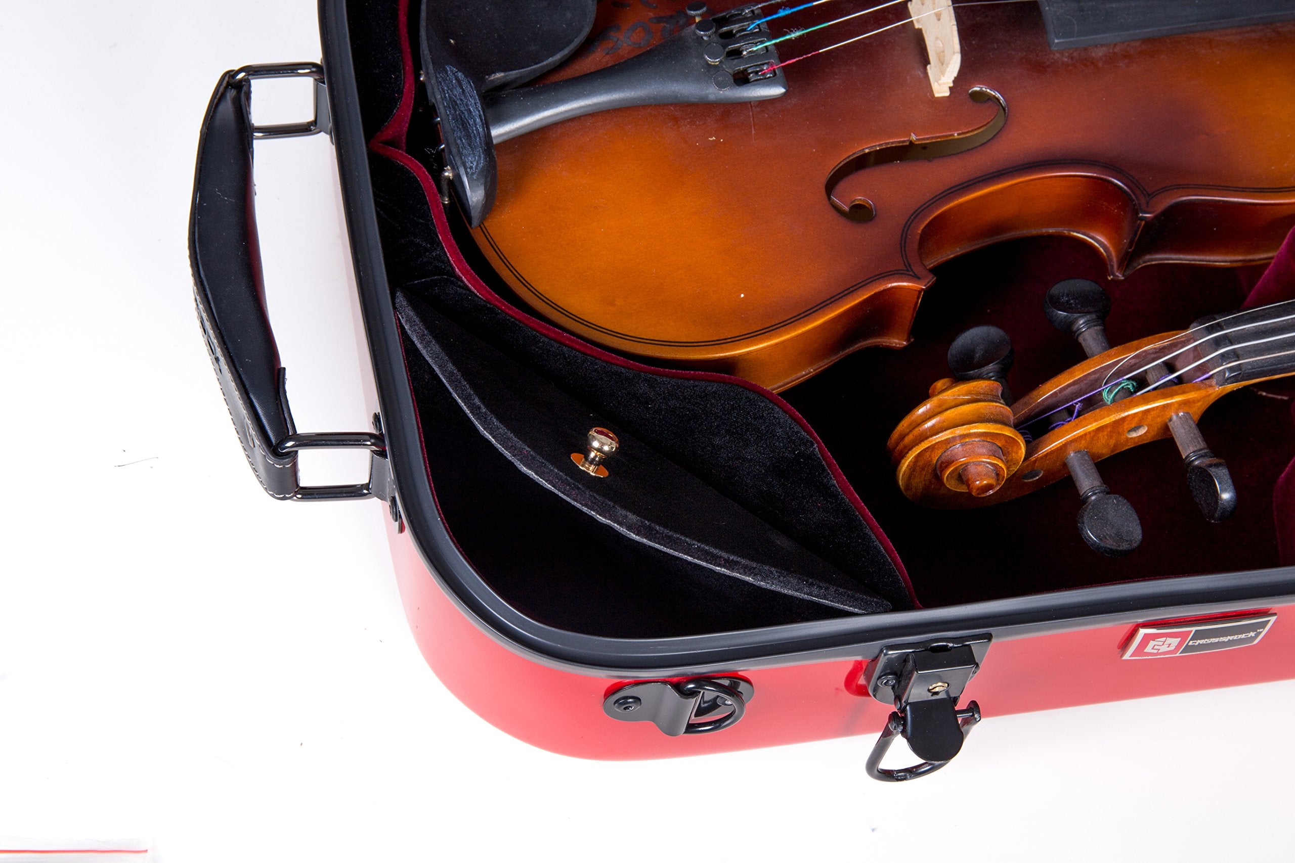 Crossrock Fiberglass Double Violin Case fits Two 4/4 Full-Size Violins- Includes TSA lock, Protective Blanket, Hygrometer, Removable Shoulder Straps- Milky White (CRF2020DVMW)