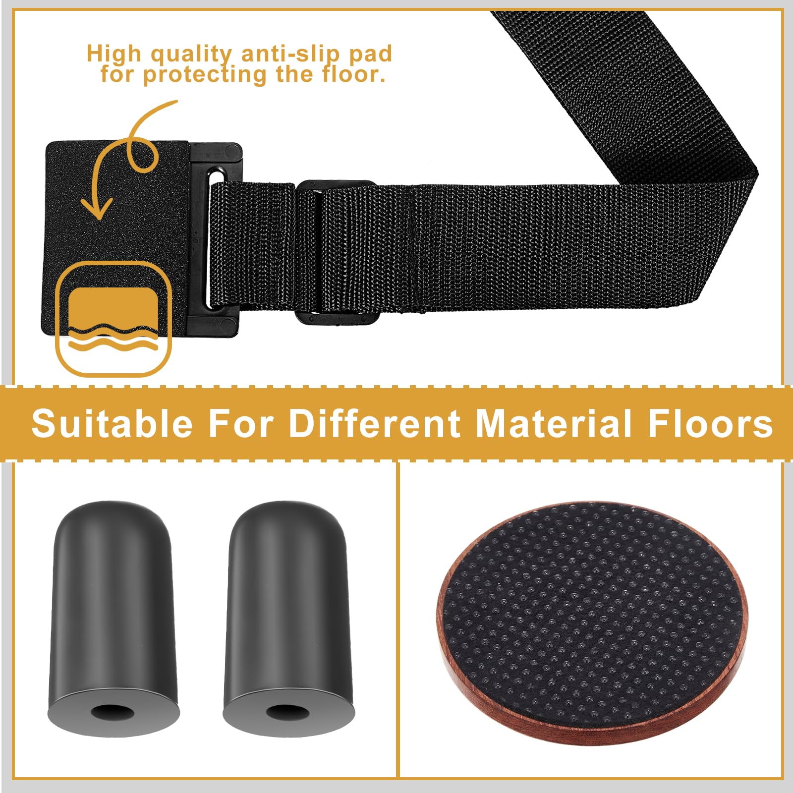 Nuanchu 4 Piece Cello Rock Stop with Strap Non Slip Endpin Anchor Set with Floor Mat, Rubber Tip Protectors for Cello Practice and Performance(Black,Plastic,)
