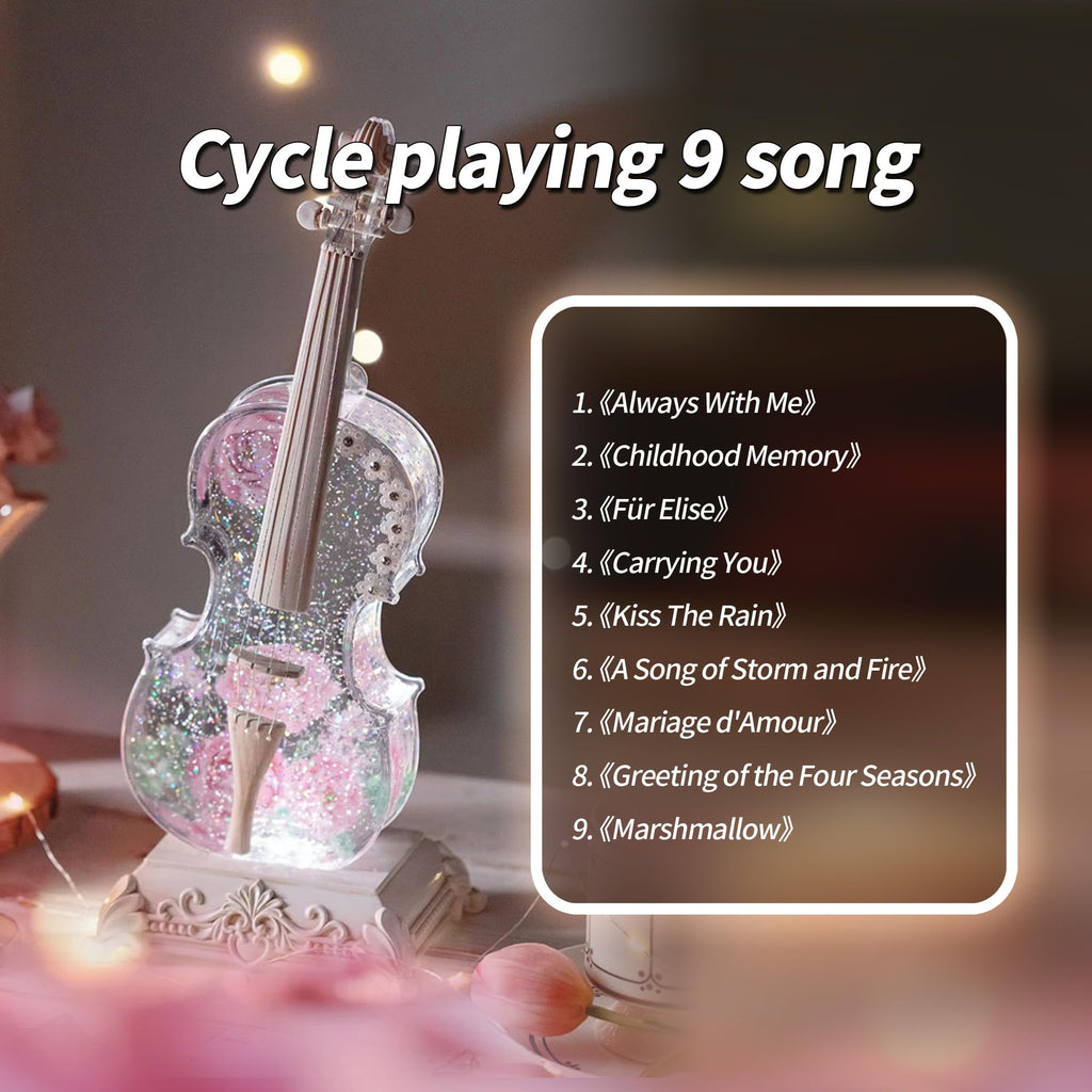 Violin Snow Globe Music Box Gifts for Kids Friends Little Girls Women Granddaughter Sister Violinists Birthday Valentine's Day Weddings Anniversaries Decor Christmas Decorations (Unicorn)