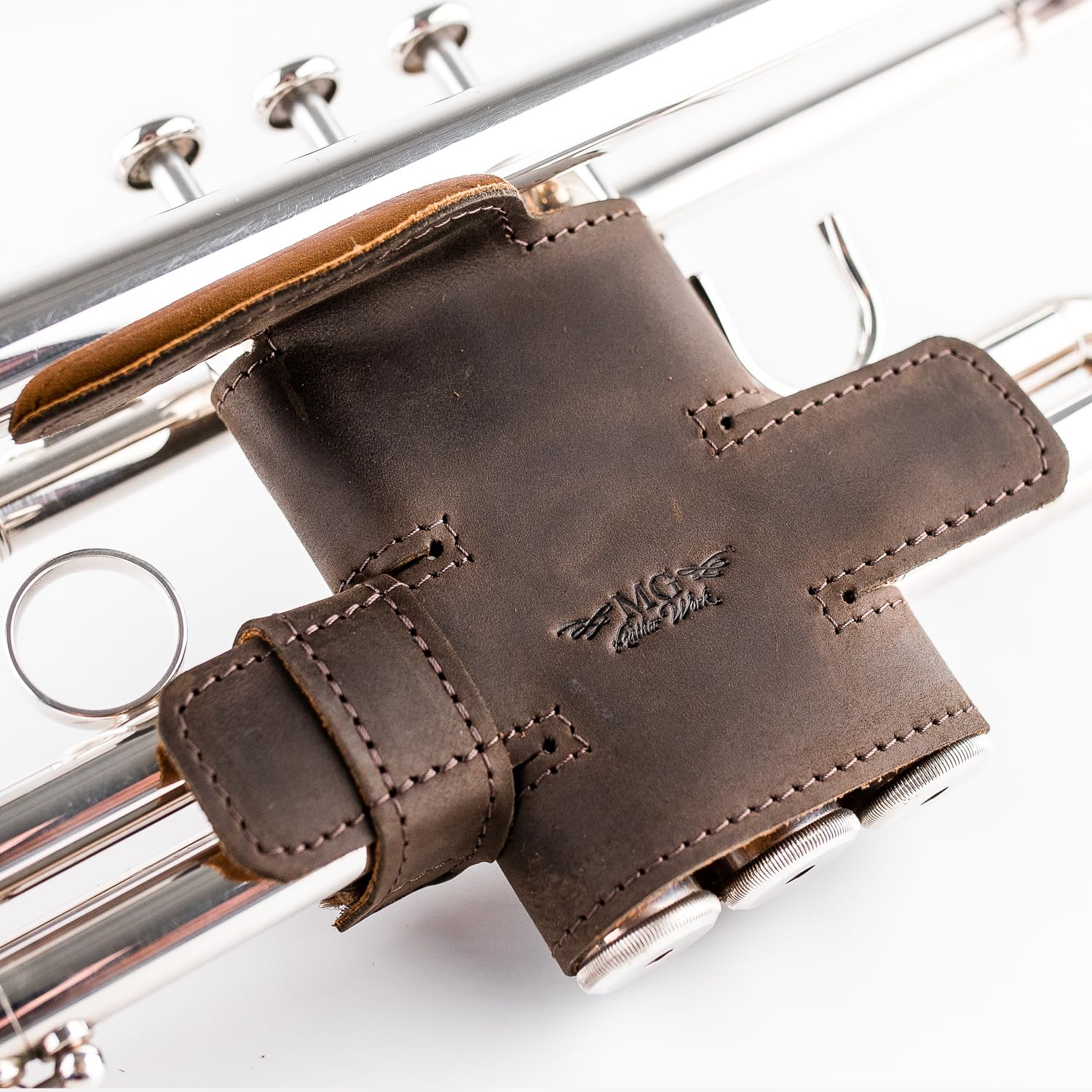 Trumpet Valve Guard XL Genuine Leather Protection Trumpet Valve Cover Valve Wrap (Green)