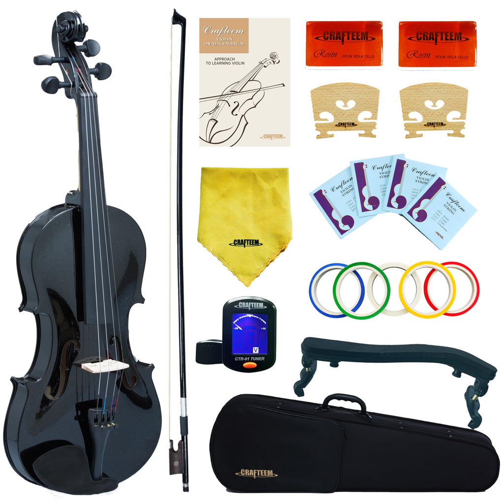 Crafteem Spruce and Maple Solid Wood Violin Outfit for Beginner Kids & Adults -Craft Your Perfect Sound and Begin Your Musical Journey with Confidence. (Glossy Antique, 1/2)