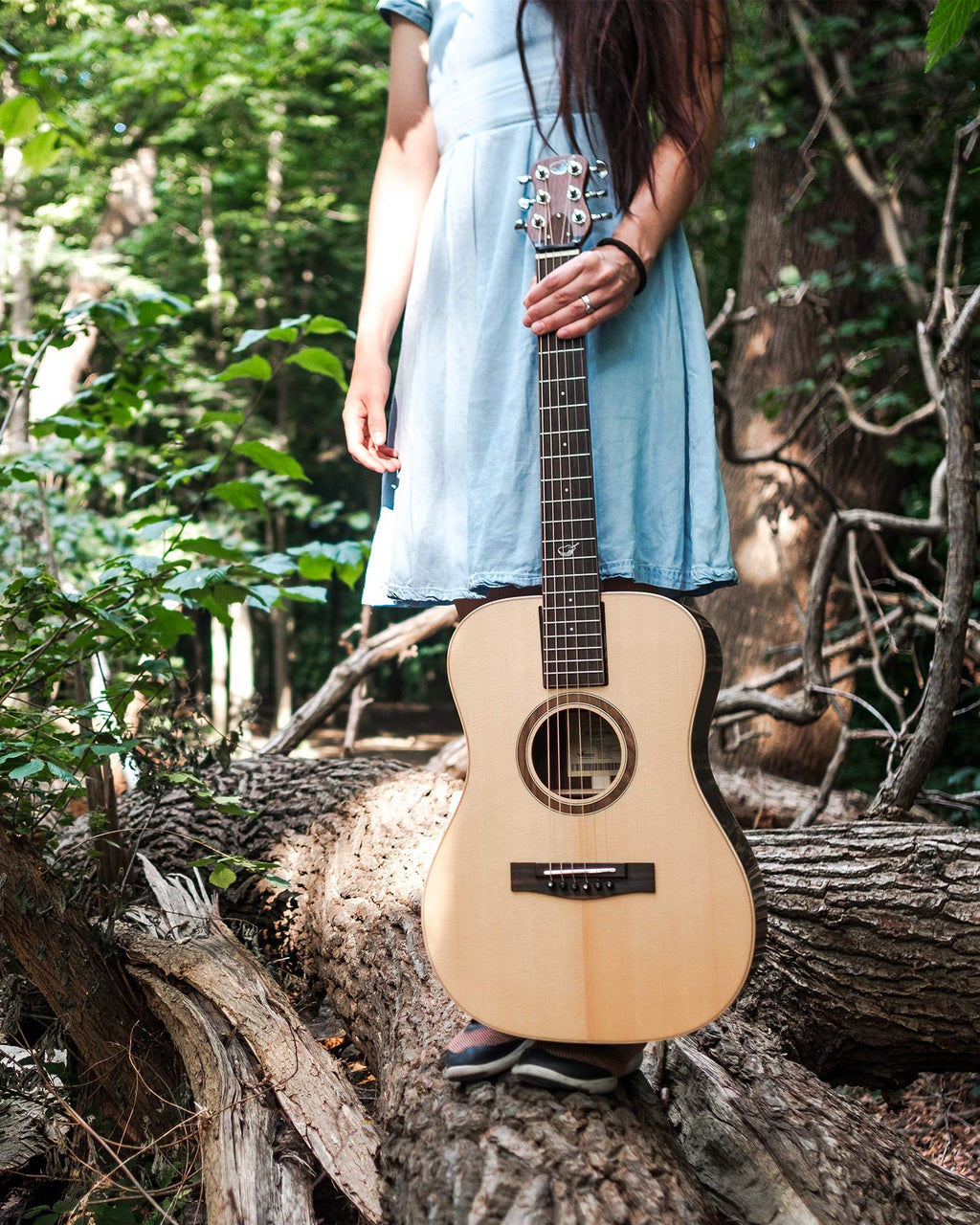 Journey Instruments Solid Sitka Acoustic Collapsible Travel Guitar PJ410N | Traveling Acoustic Guitar with Collapsible Patented System, Portable Backpack Case (African Mahogany)
