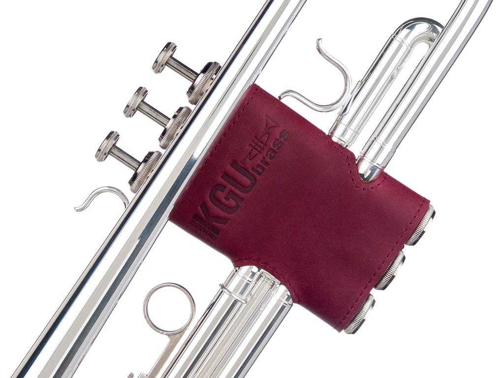 Trumpet valve guard by KGUBrass is the leather trumpet valve protector made of luxurious mild and thick material; use as protection from corrosion, scratches and stains (Marsala)