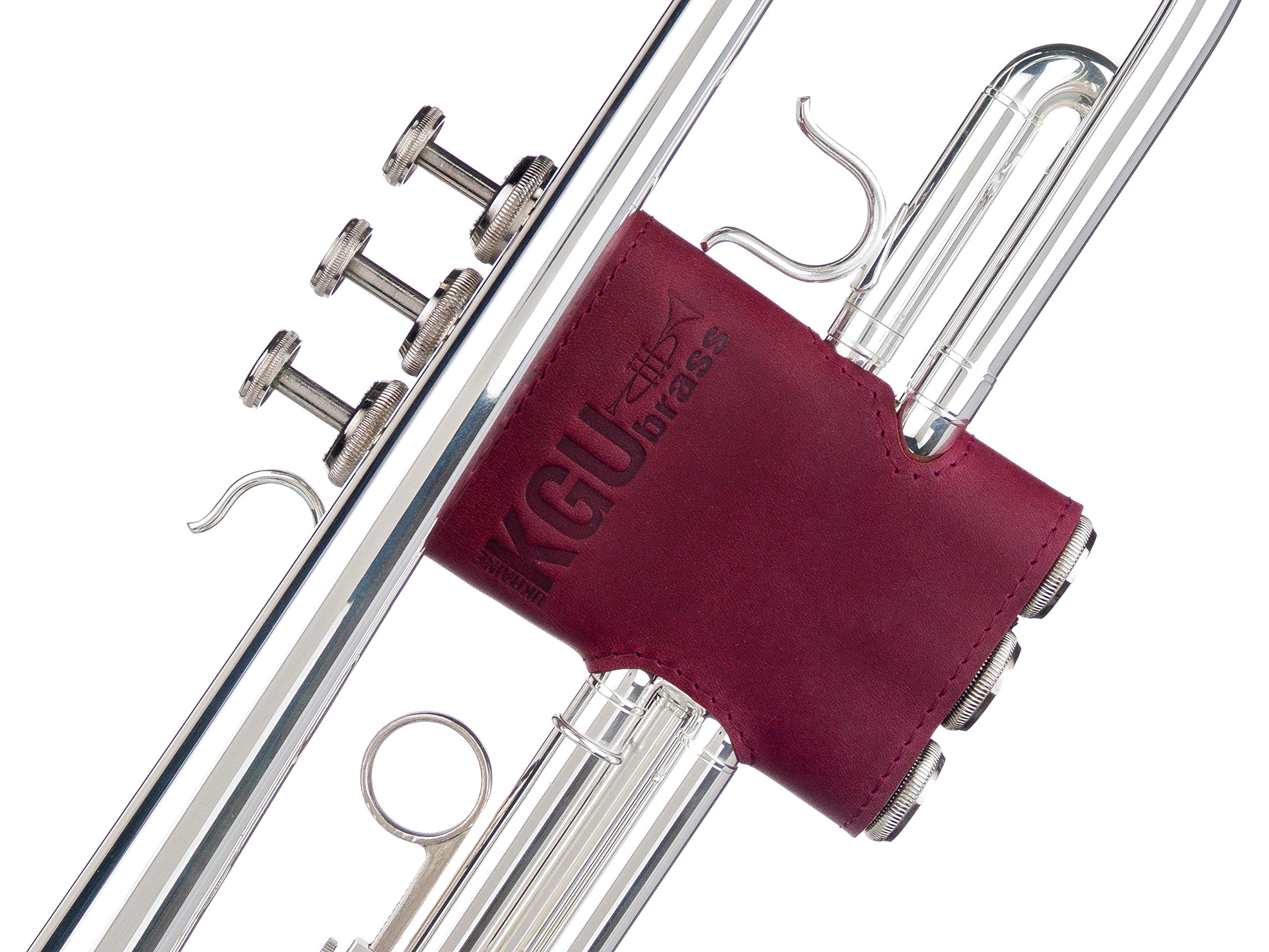 Trumpet valve guard by KGUBrass is the leather trumpet valve protector made of luxurious mild and thick material; use as protection from corrosion, scratches and stains (Marsala)