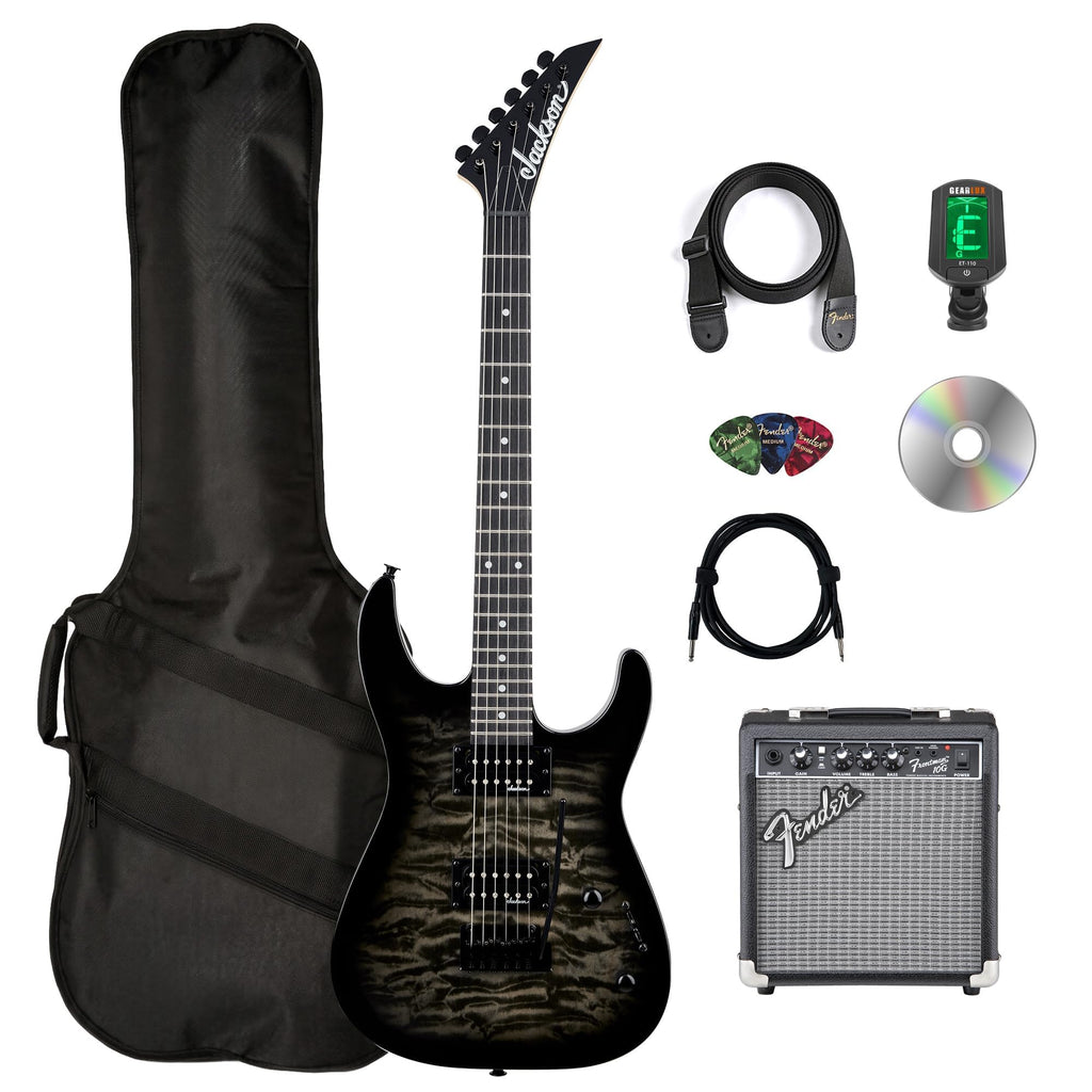 Jackson JS Series Dinky JS11 Electric Guitar - Metallic Red Bundle with Cable, Tuner, Strap, Picks, and Austin Bazaar Instructional DVD