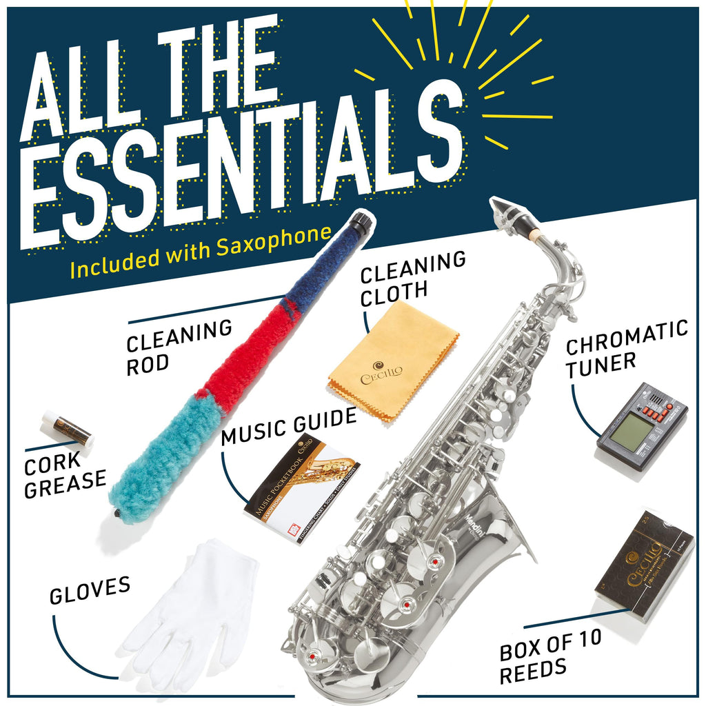 Mendini By Cecilio Alto Saxophone for Beginners, E Flat Alto Saxophone for Musicians with Tuner, Mouthpiece, Case, 10 Reeds, Grease, Cleaning Cloth & Rod, Gloves, Strap, Lesson Book (Green)