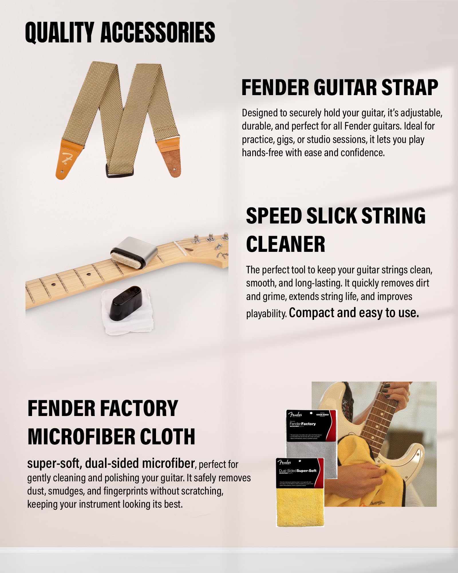 Fender Standard Jazz Bass - Olympic White Bundle with Strap, Guitar Cleaning Kit and Austin Bazaar Instructional Video