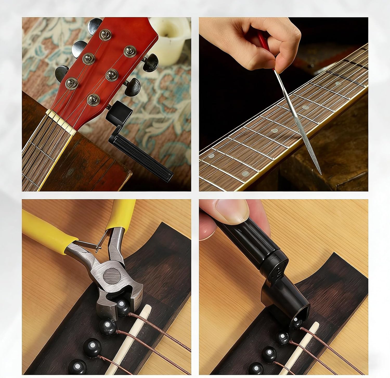 72Pcs Guitar Repair Tool Kit Maintenance Set with Strings & Tools | Complete guitar setup and maintenance kit with repair tools, strings, picks and storage case for players and technicians