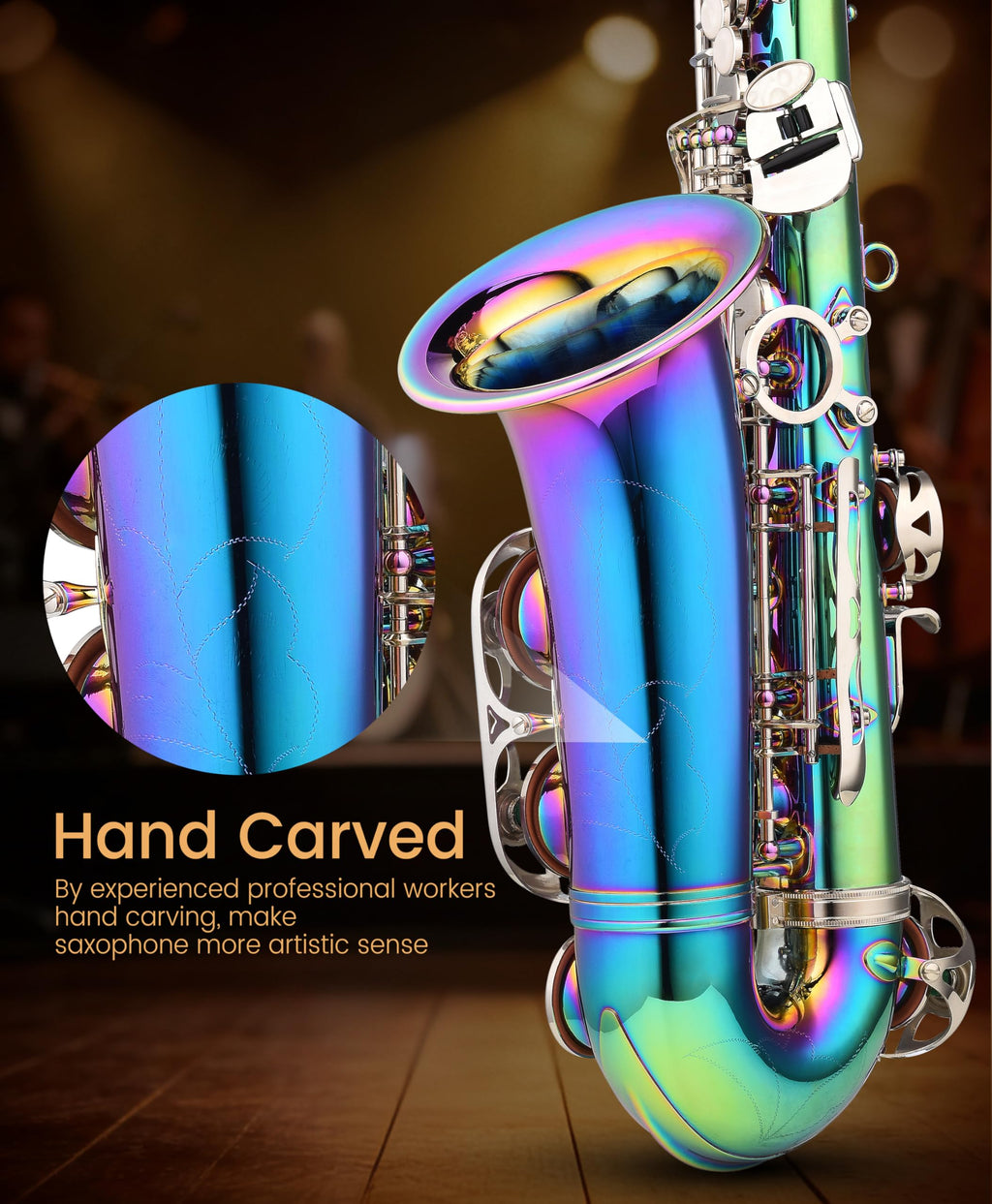 Leo Jaymz Eb Alto Saxophone - One-Piece Body & Neck Construction, H68 Brass, with Thickened Travel Bag - Complete Beginner to Professional Kit (Gold)