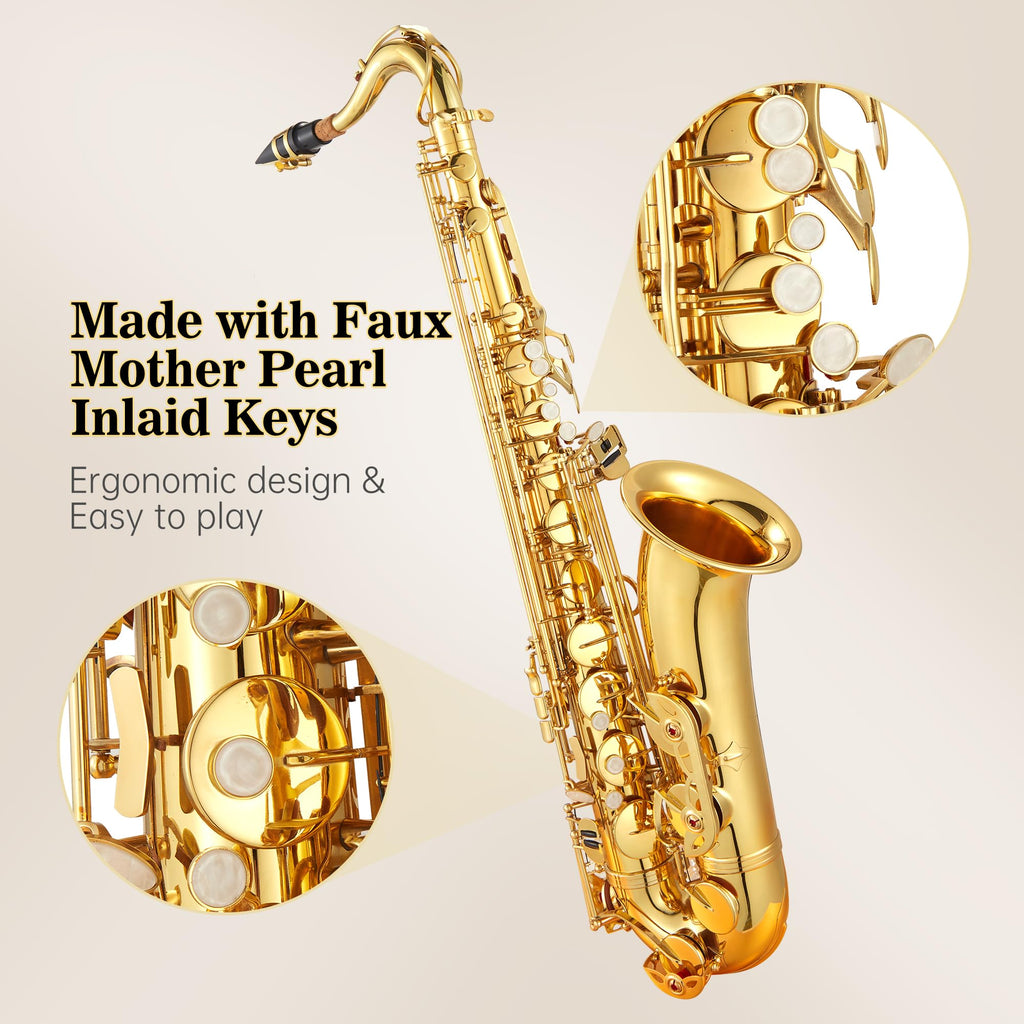 Garvee Alto Saxophone Copper Body Electroplated Gold Finish Beginner Friendly Music Instrument for Students and School Band Practice