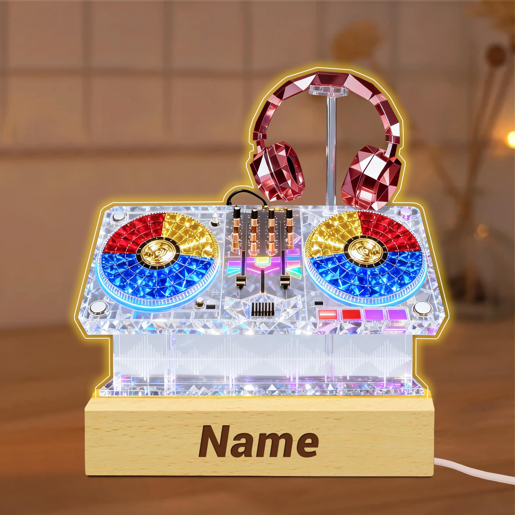 Personalized Name Violin Crystal Desktop Ornaments for Club Bedroom Office Custom Music Theme Stained Glass Acrylic Tabletop Plaque 2D Flat Electric Cello Figurine Sculpture for Violinist Cellist